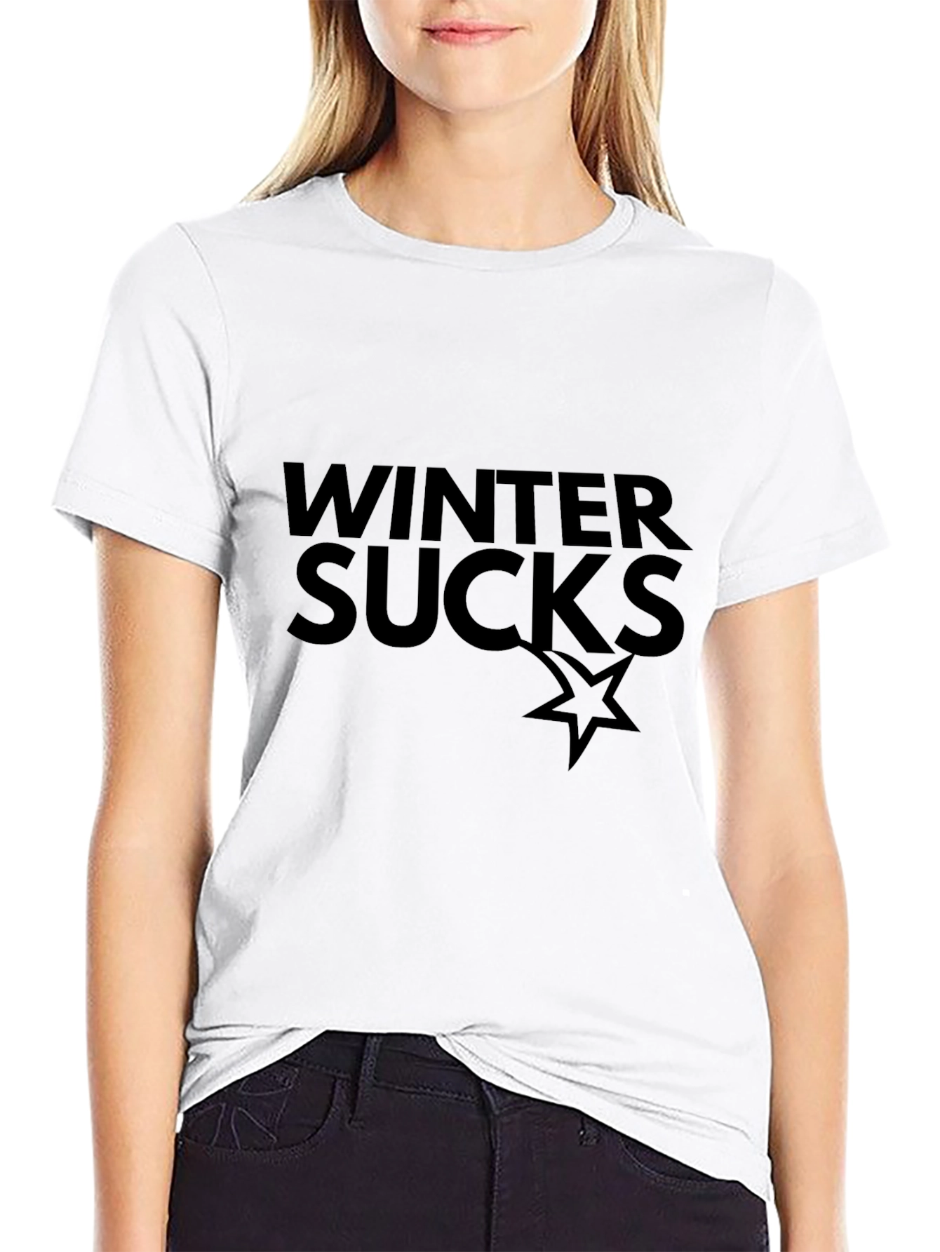 Black Winter Sucks Graphic Tee - Black Cotton Comfort view 9