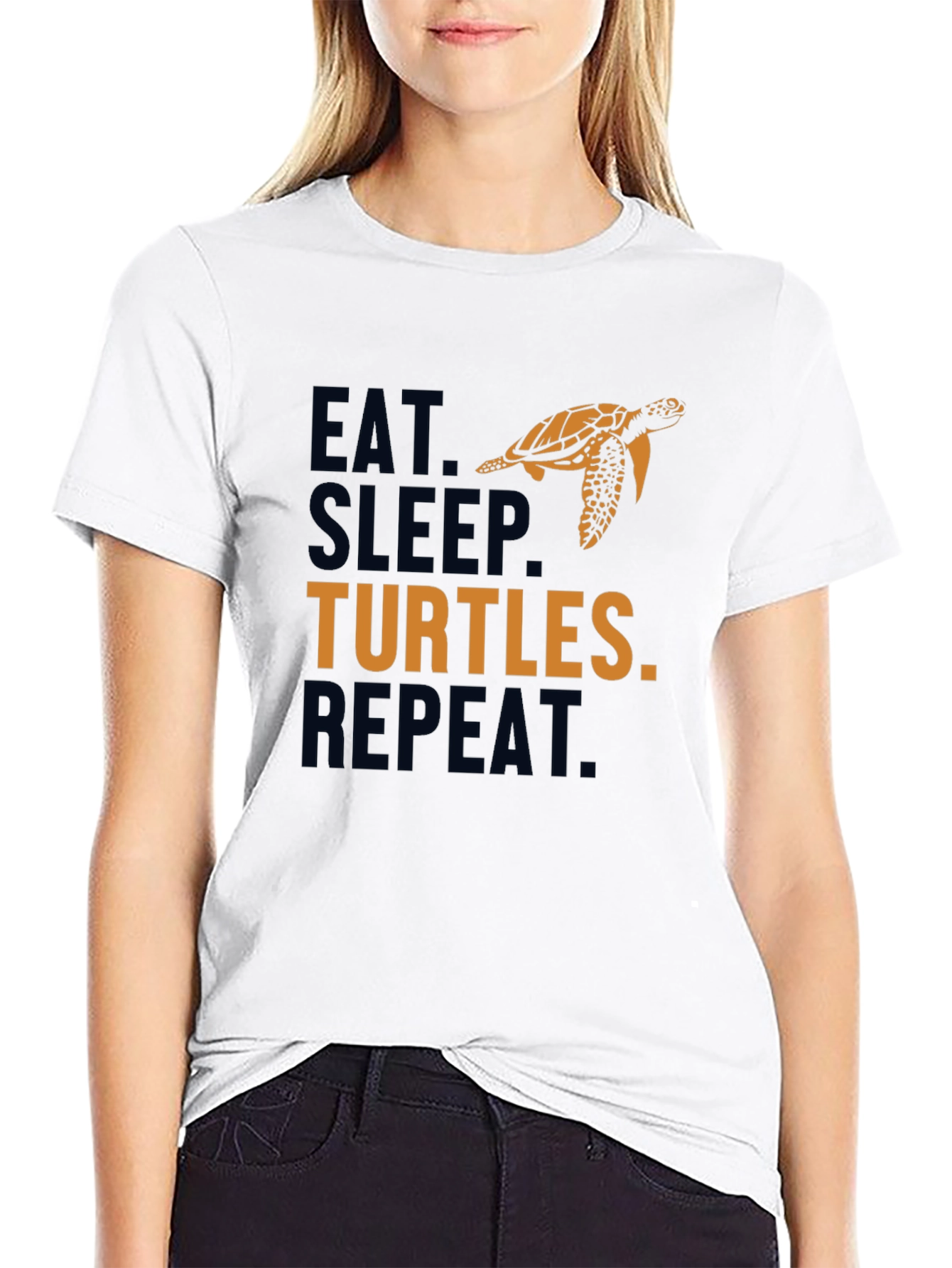 Black Eat Sleep Turtles Repeat Black Graphic Tee view 9