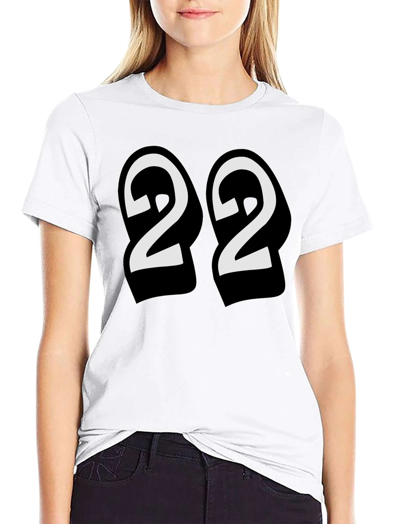 Black Number 22 Graphic Tee - Black Cotton T-Shirt view 9