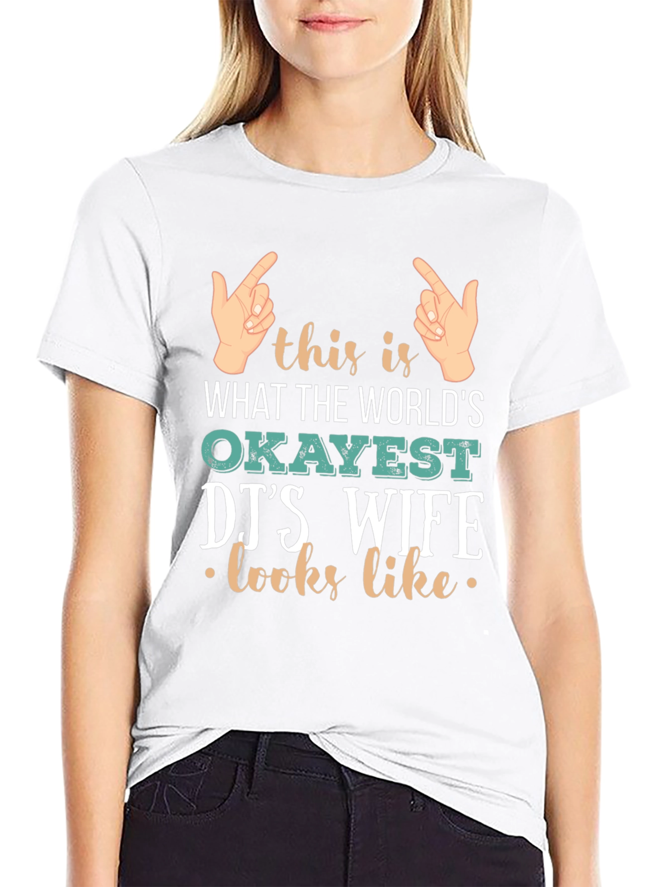 Black Okayest DJ's Wife T-Shirt - Novelty Graphic Tee view 9