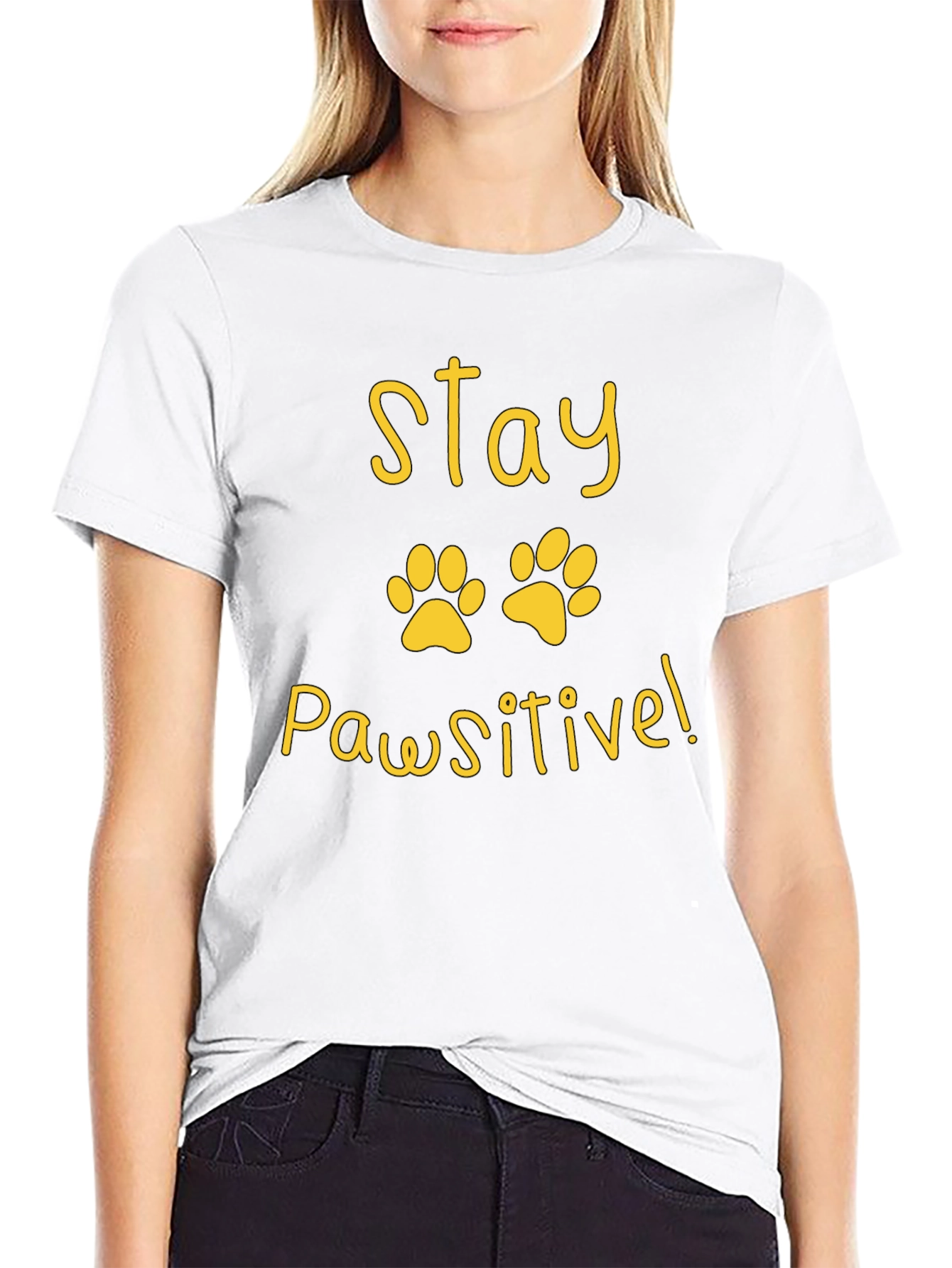 Black Stay Pawsitive Black T-Shirt view 9