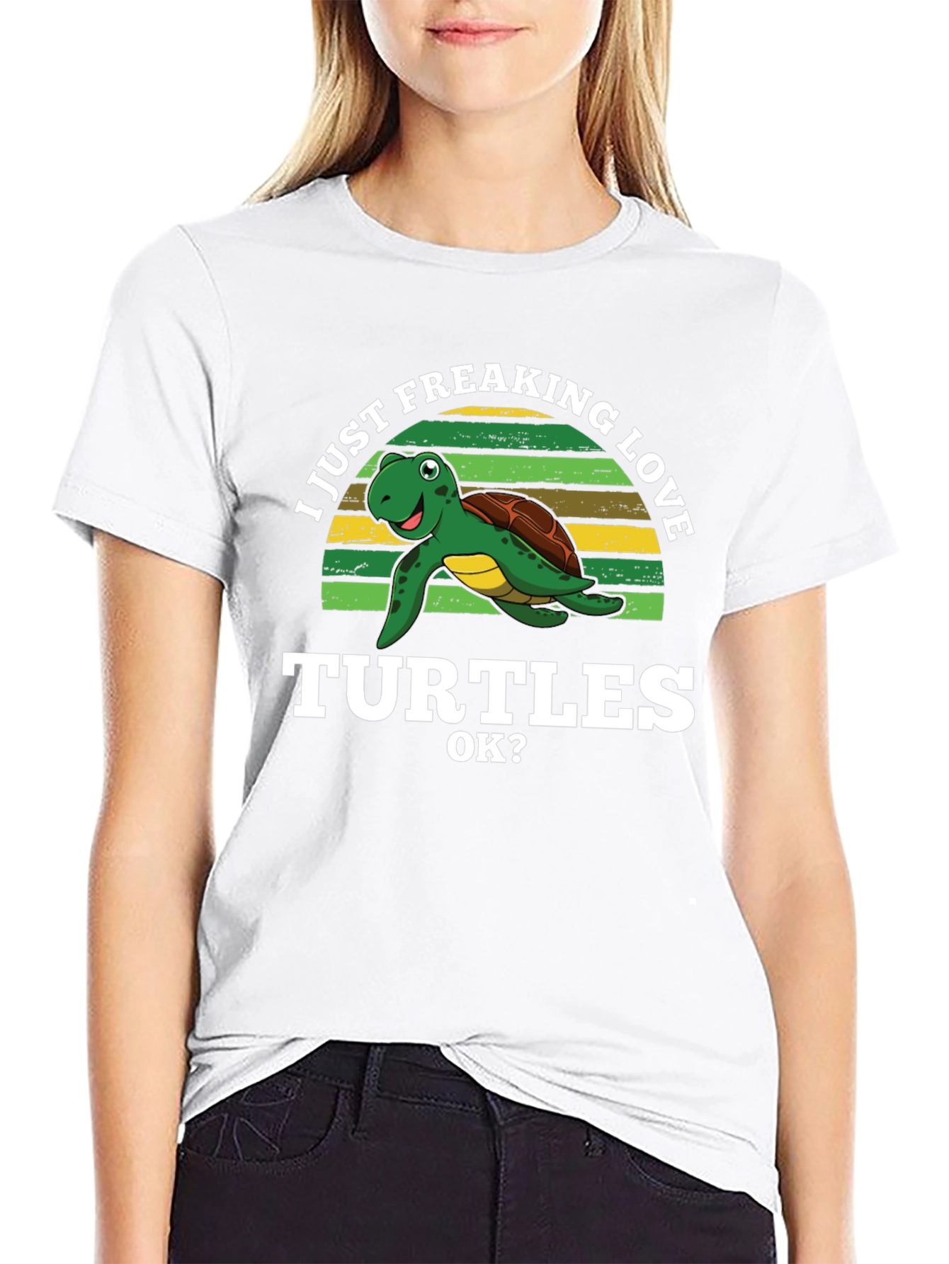 Black I Just Freaking Love Turtles Graphic T-Shirt view 9