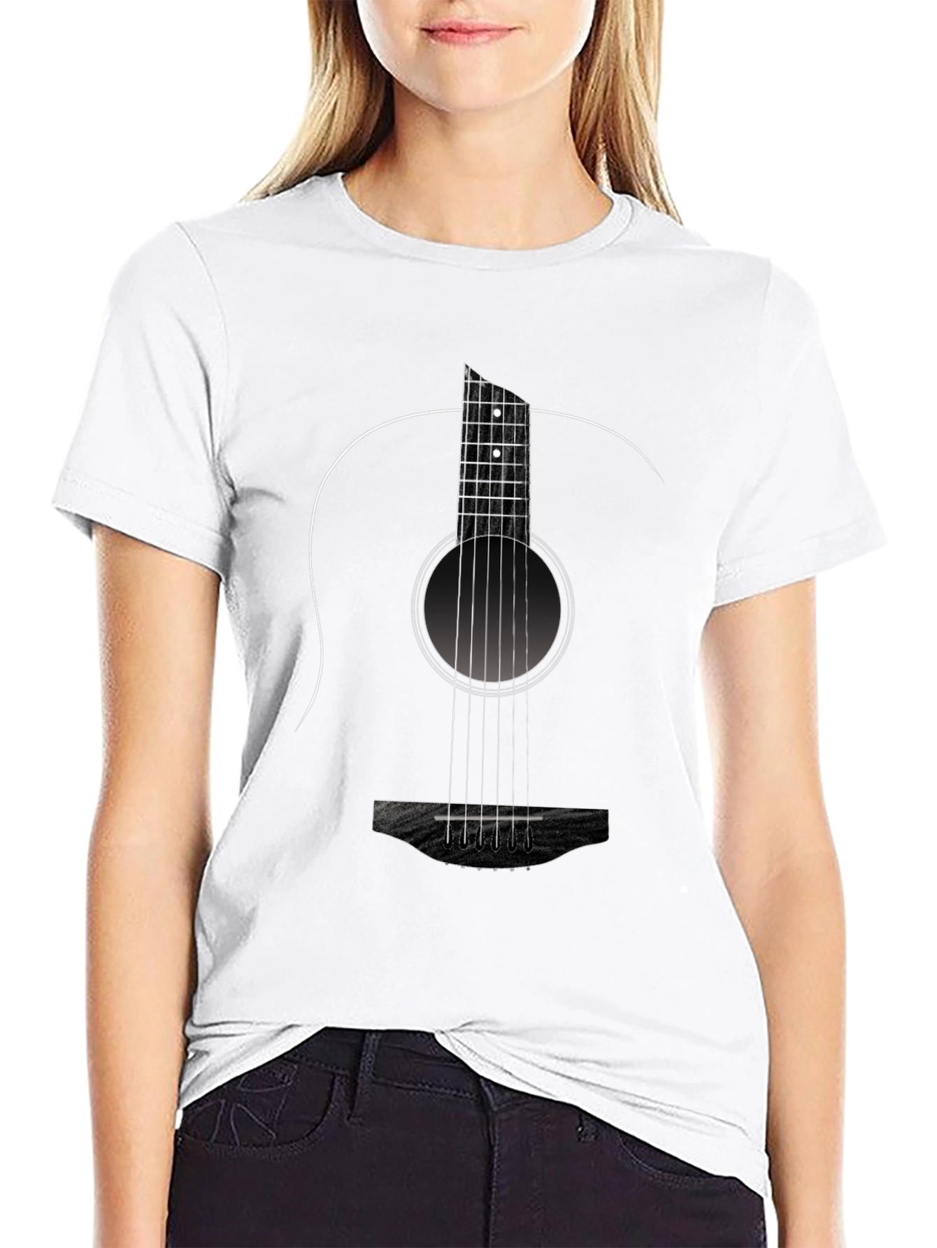 Black Guitar Graphic Black Tee - Music Lover's T-Shirt view 9