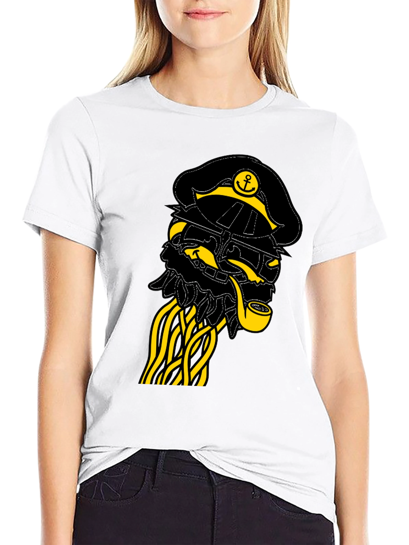 Black Nautical Captain Graphic Tee - Black view 9