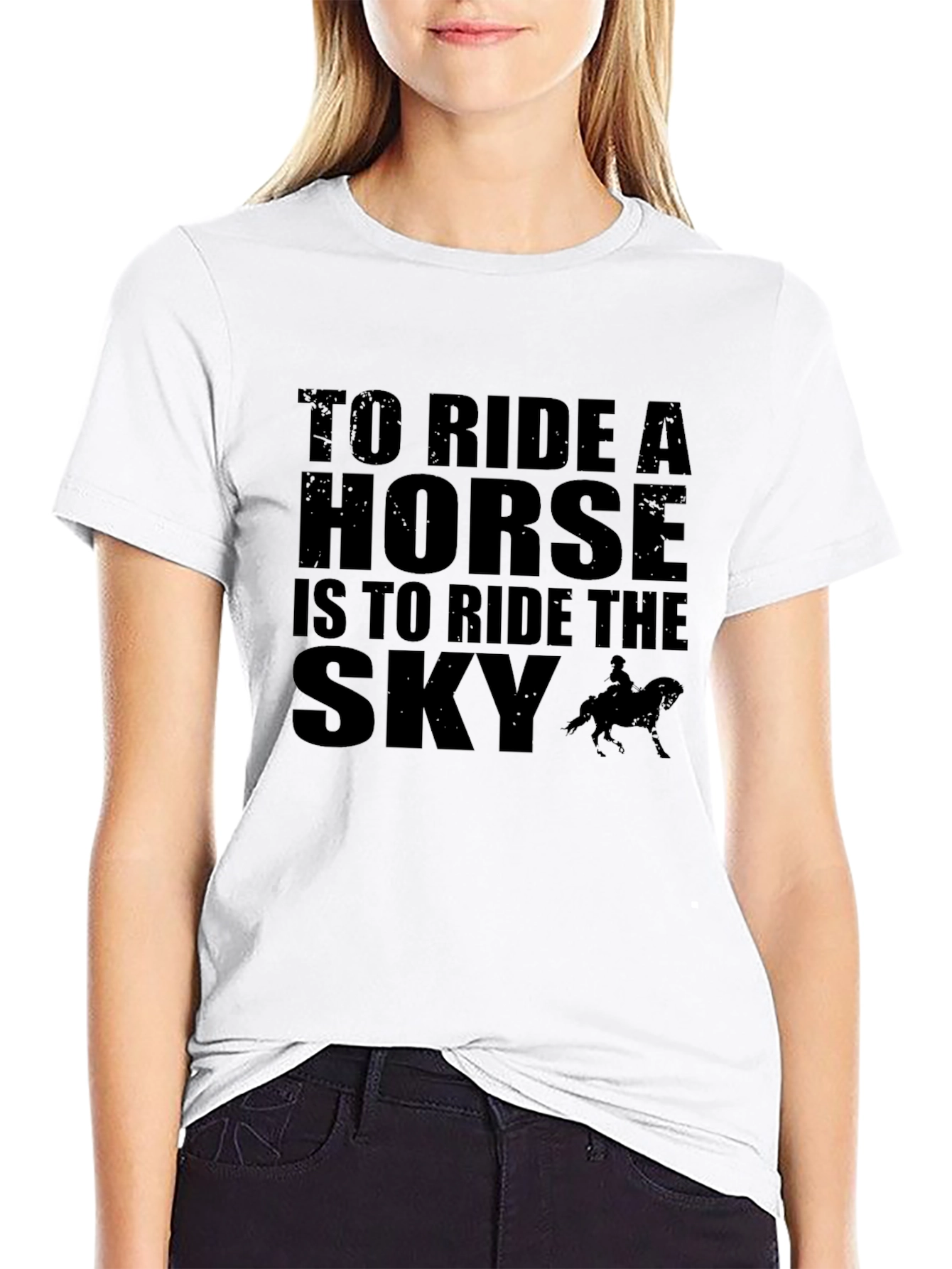 Black Horse Riding T-Shirt: Ride the Sky view 9