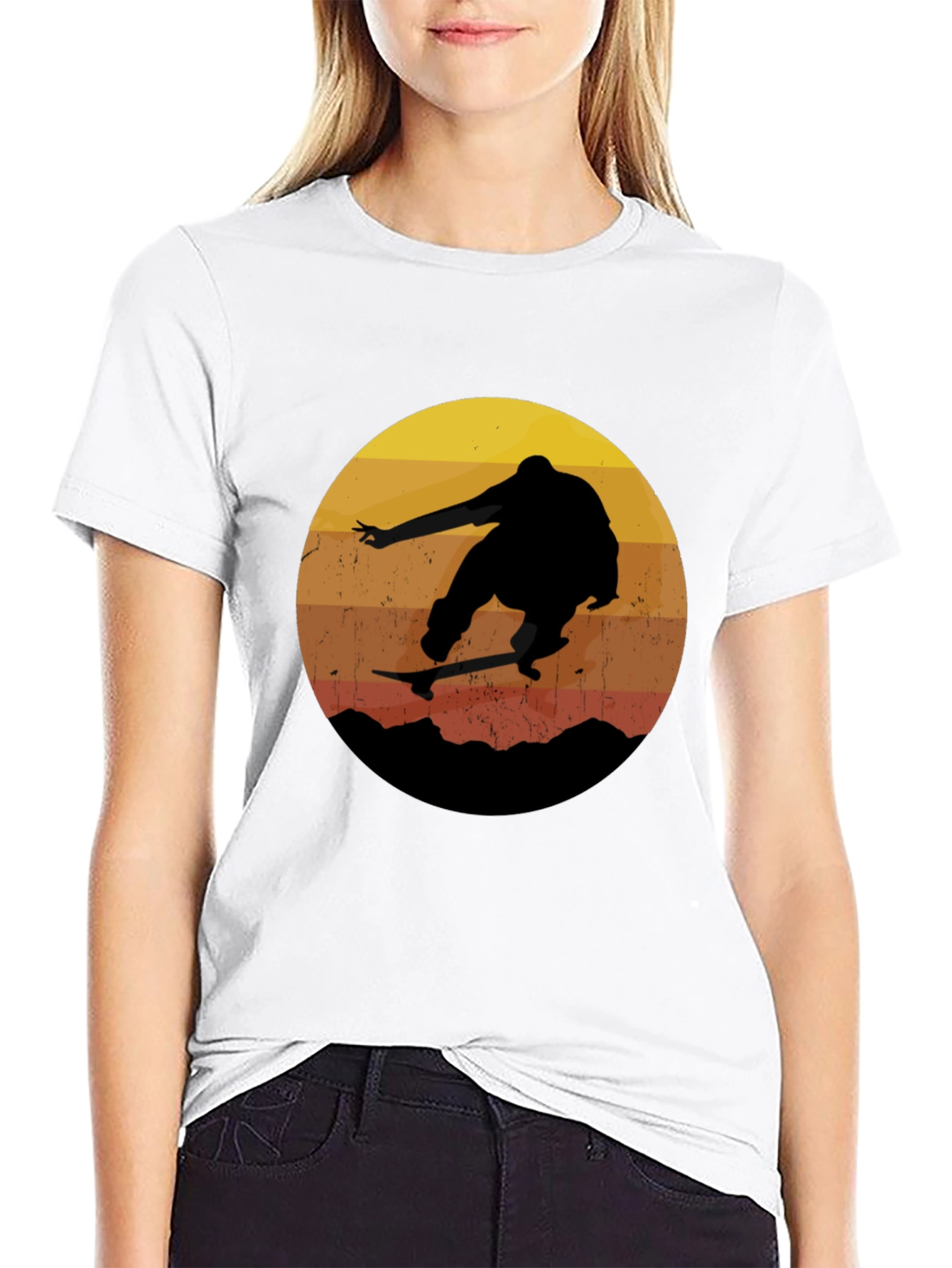Black Retro Skateboarder T-Shirt view 9