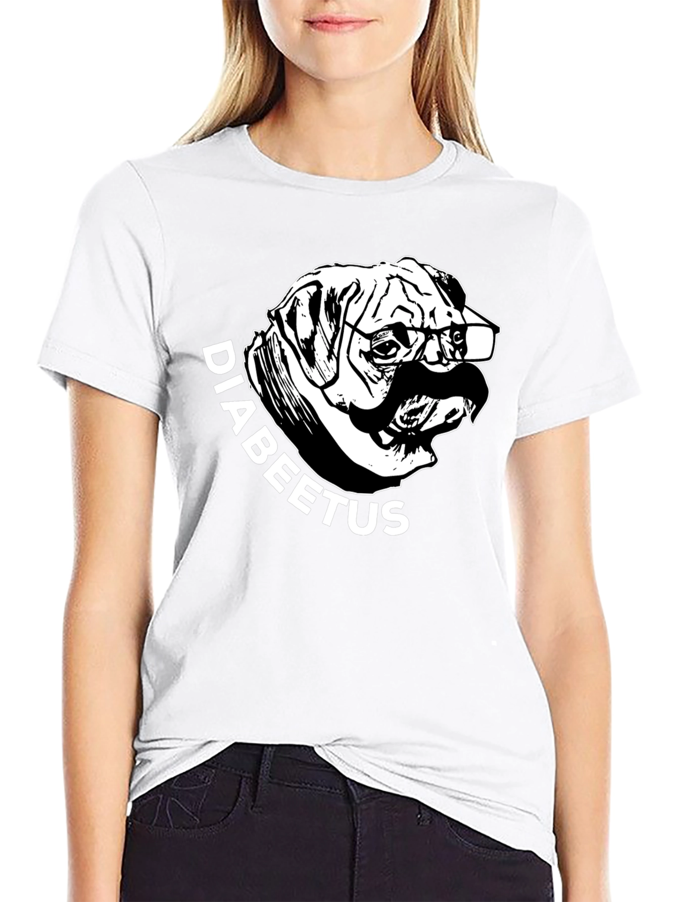 Black Diabeetus Pug T-Shirt - Novelty Graphic Tee view 9