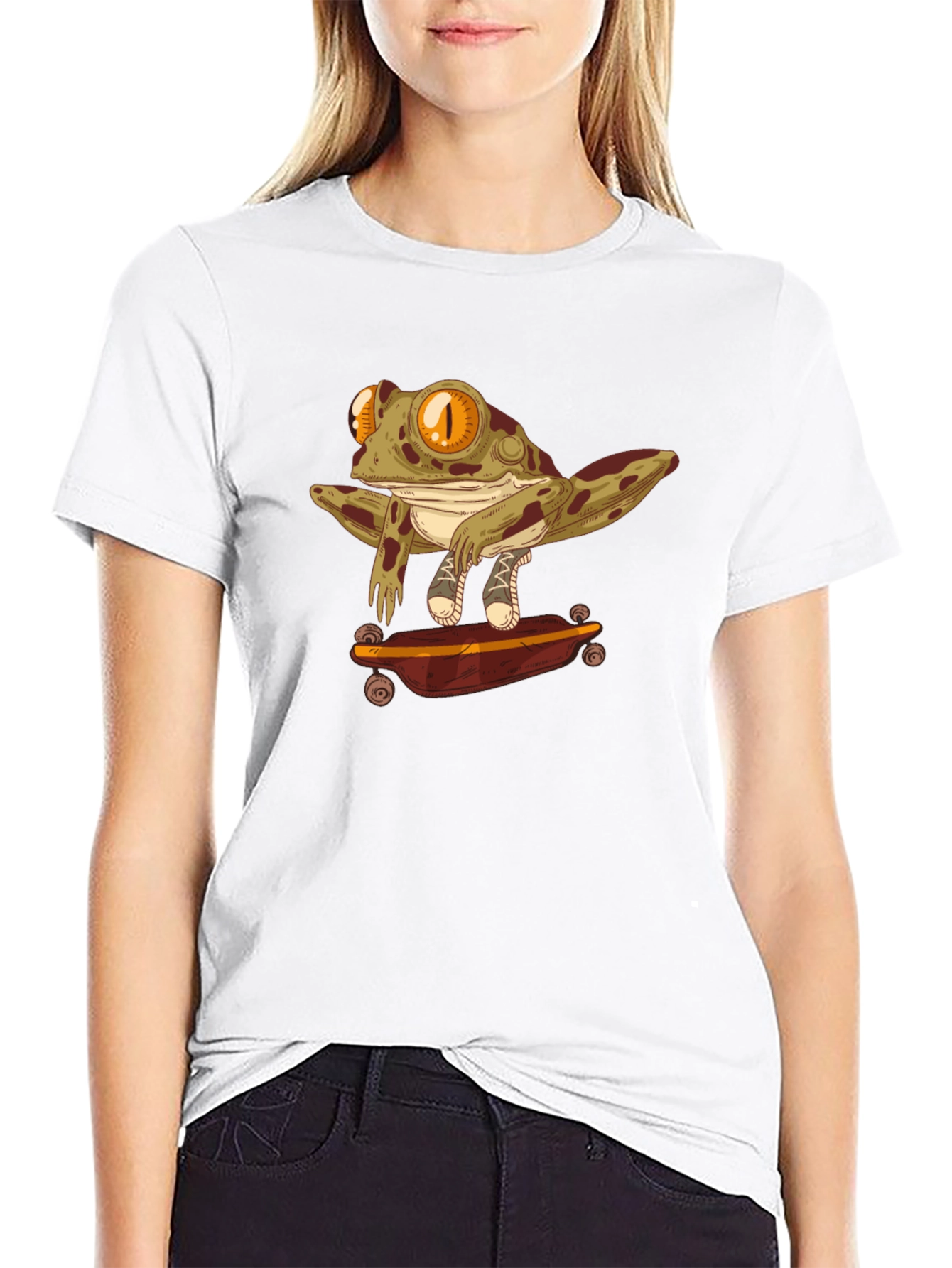 Black Skateboarding Frog Graphic T-Shirt view 9