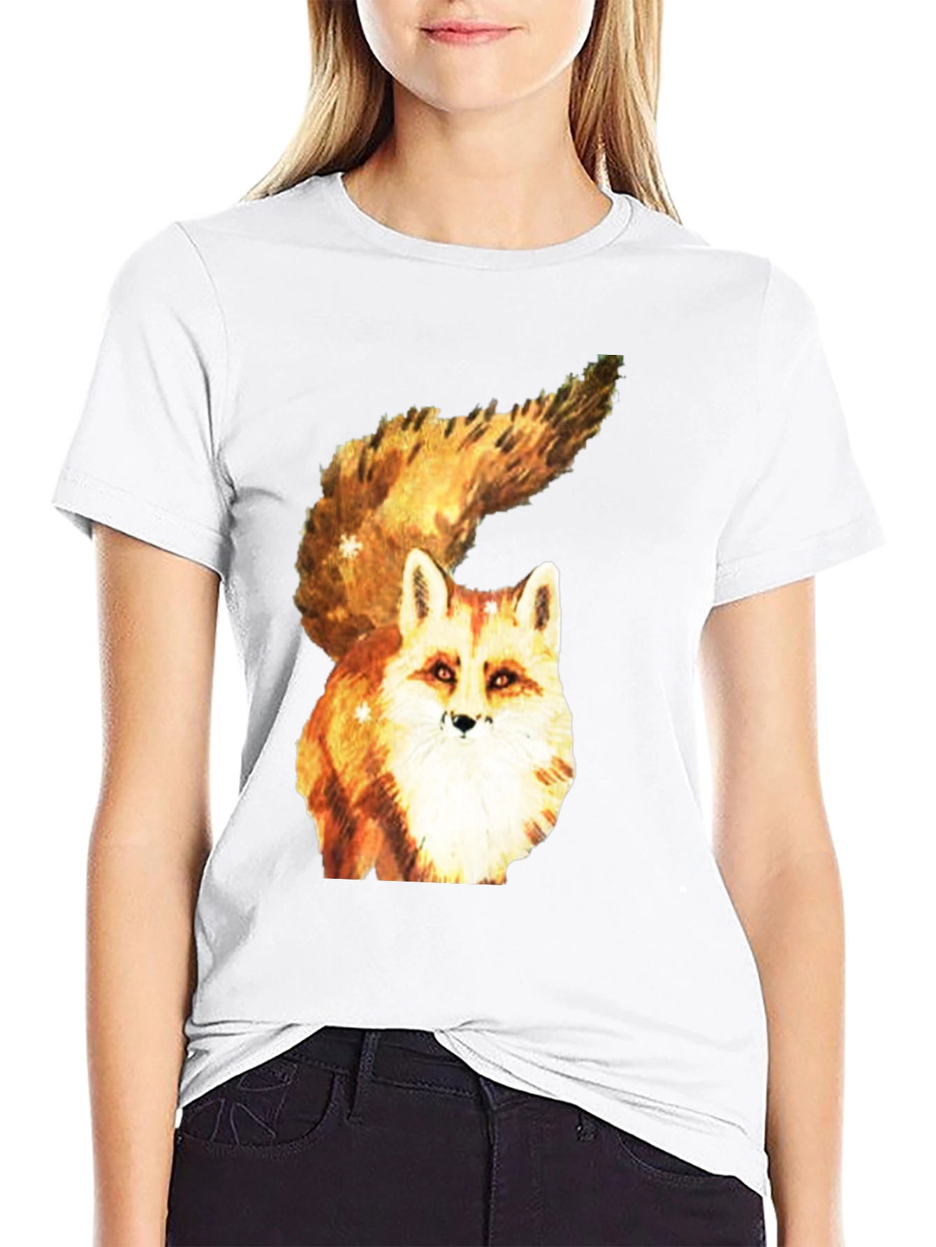 Black Fox Graphic Tee - Unique Animal Print T-Shirt view 9