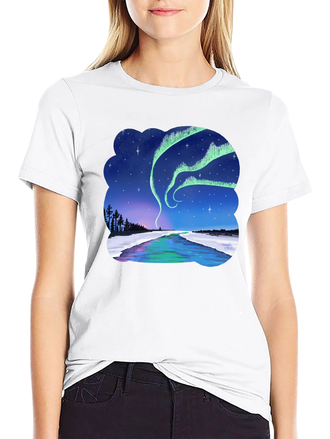 Black Aurora Borealis Graphic Tee - Northern Lights Shirt view 9