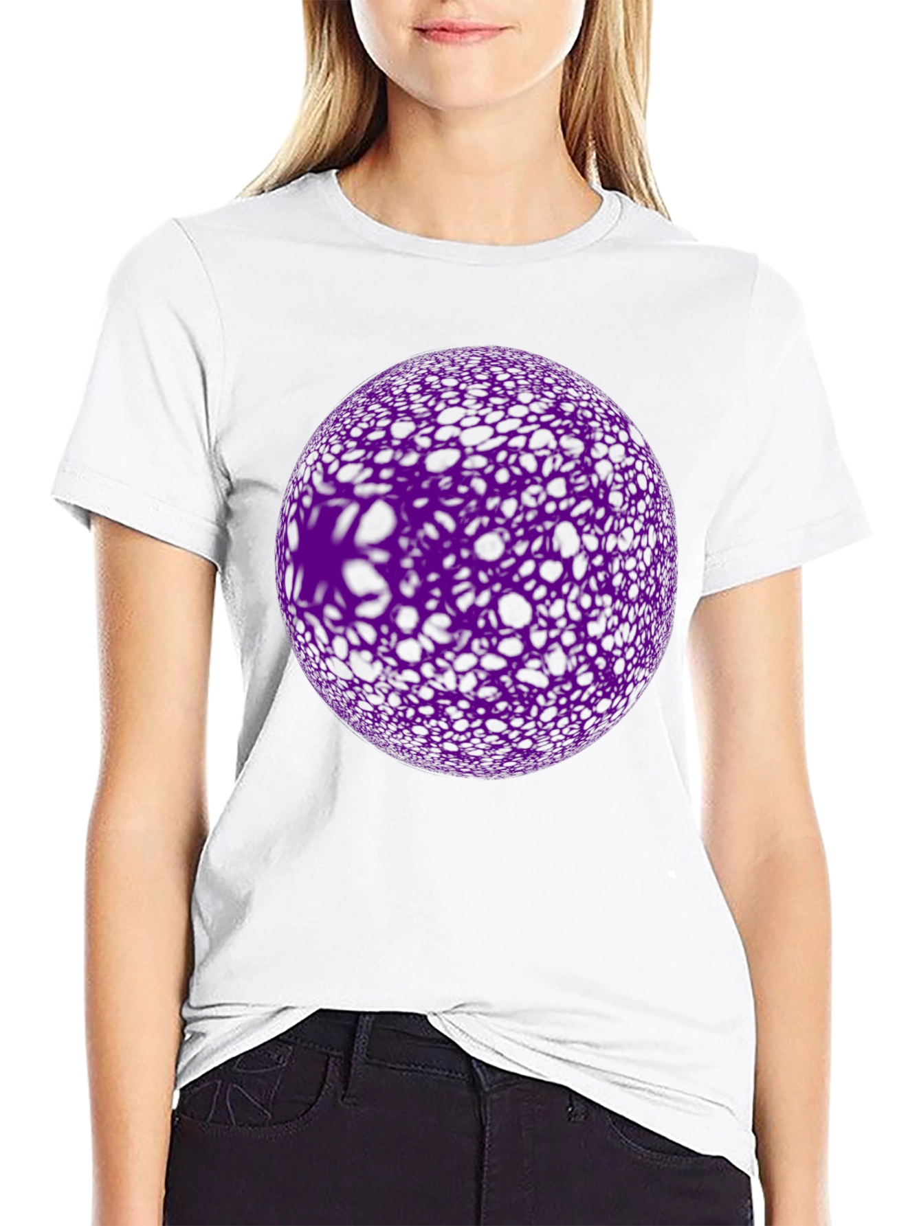 Black Abstract Purple Orb Graphic Black T-Shirt view 9