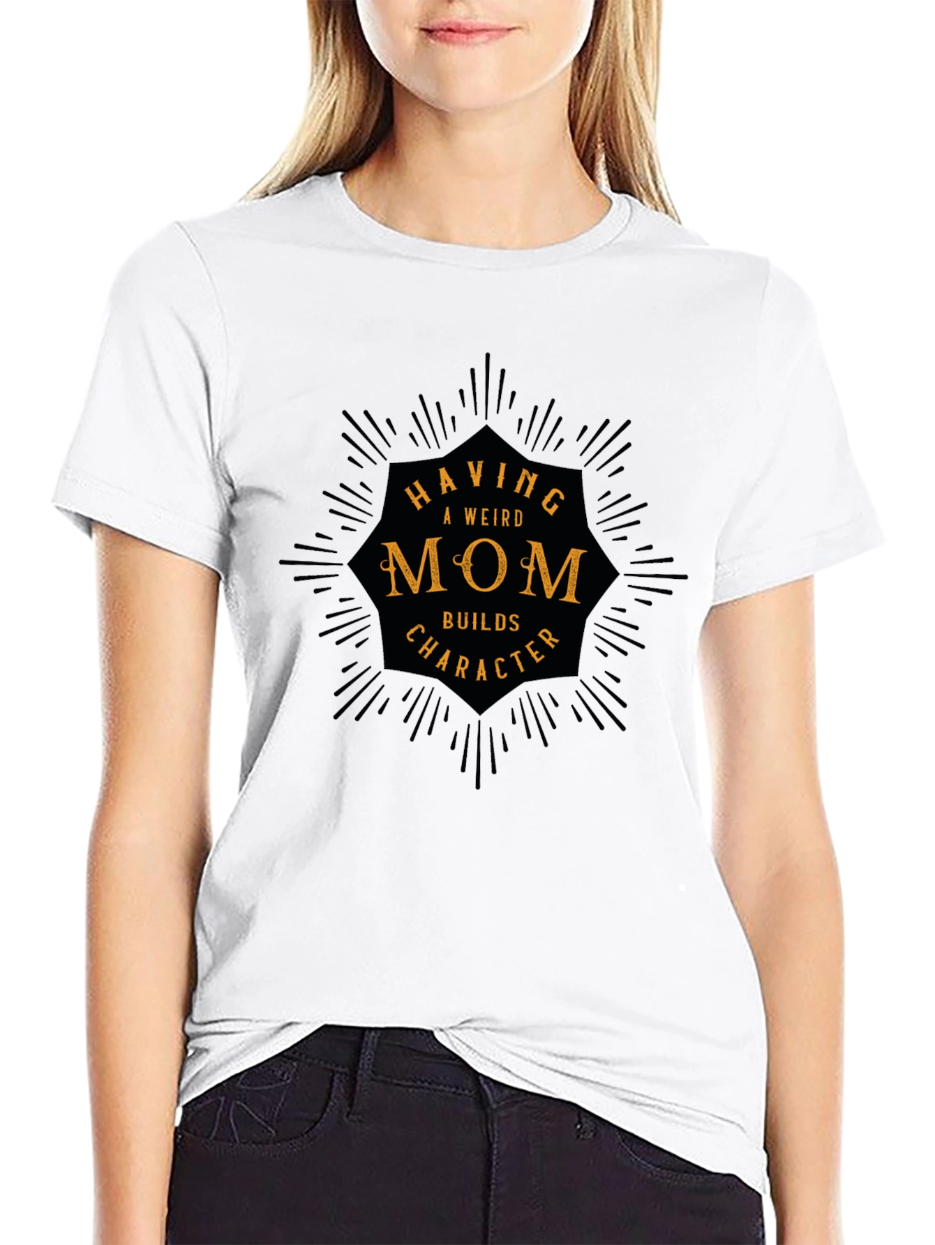 Black Weird Mom Builds Character Tee view 9