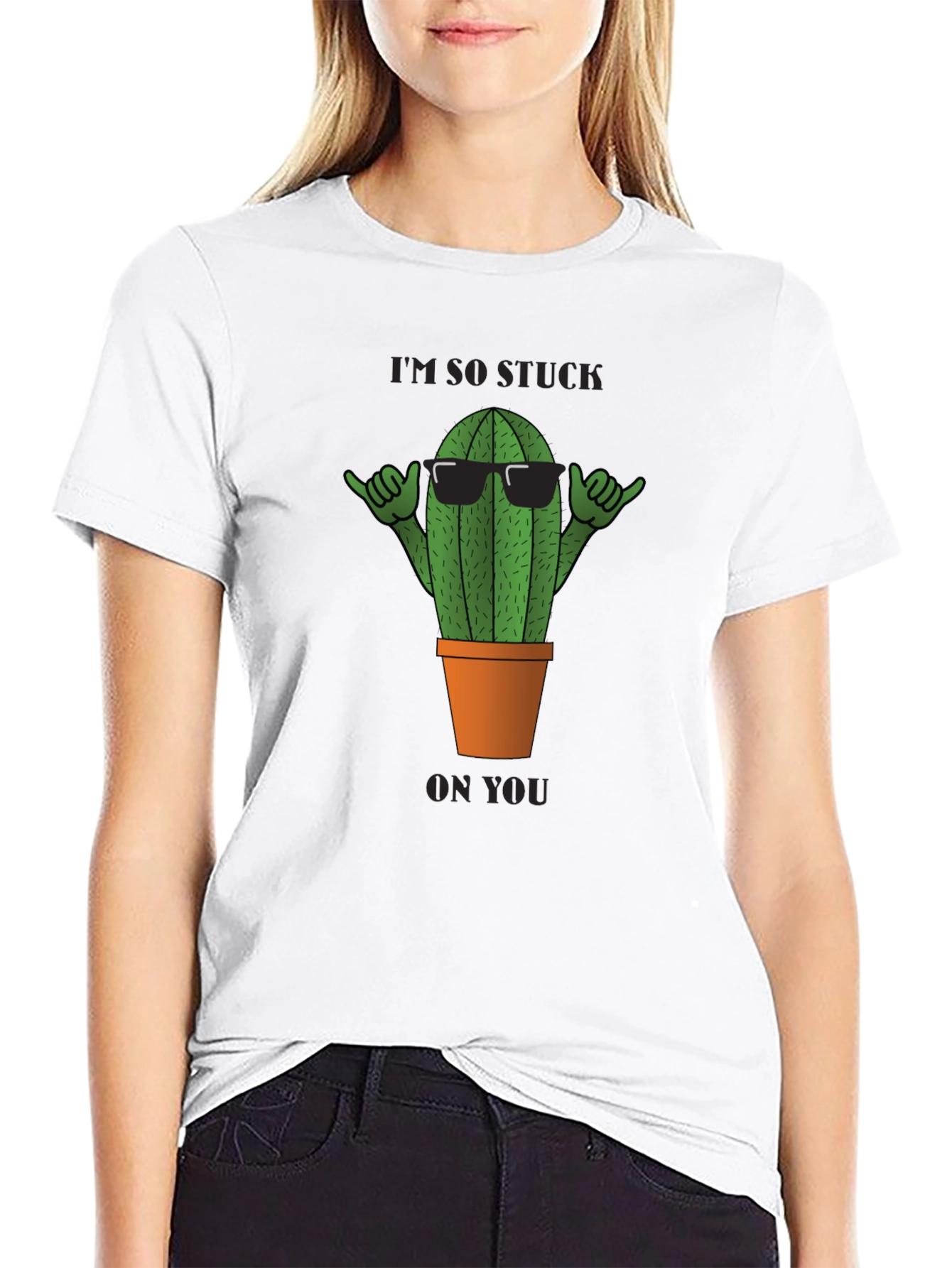 Black Cool Cactus T-Shirt - I'm So Stuck On You - Black view 9