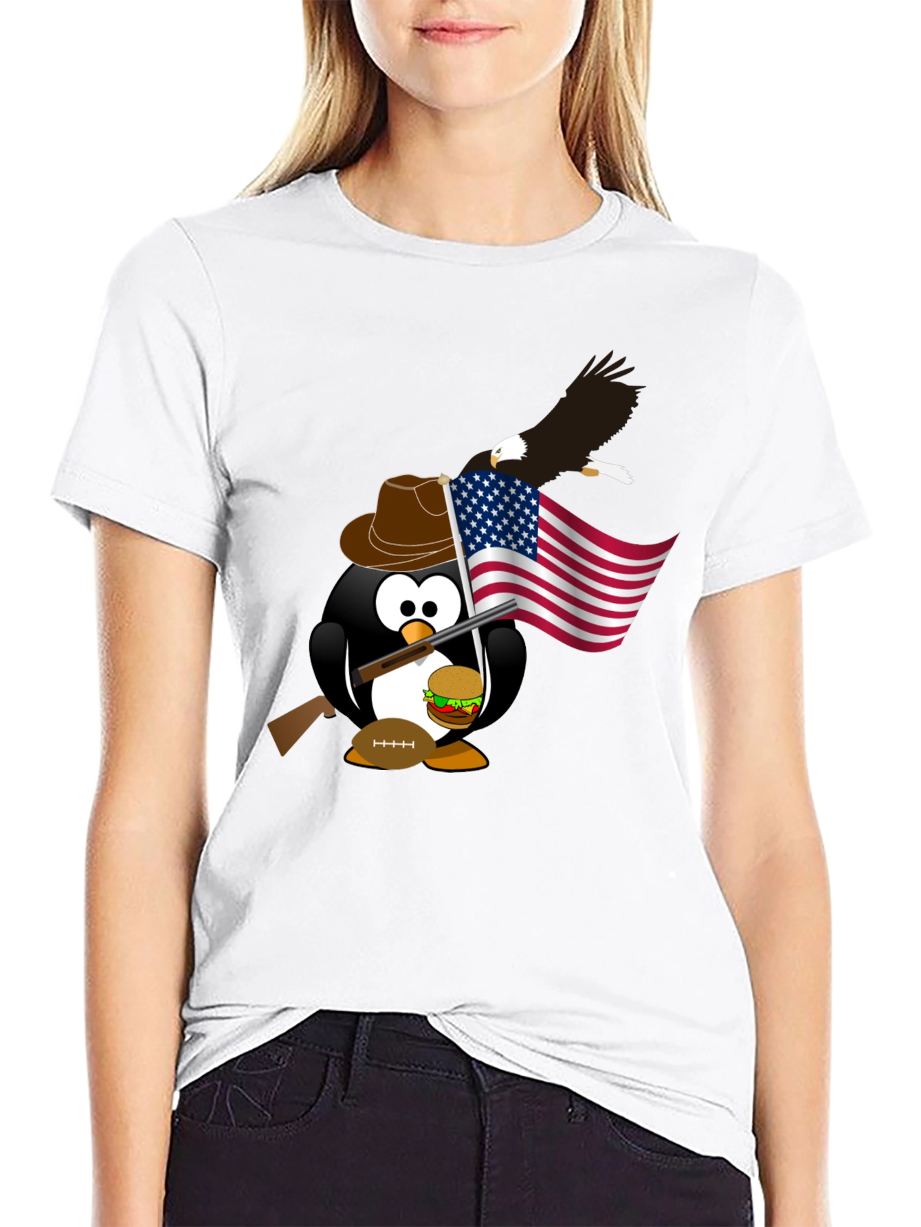 Black Patriotic Penguin T-Shirt view 9
