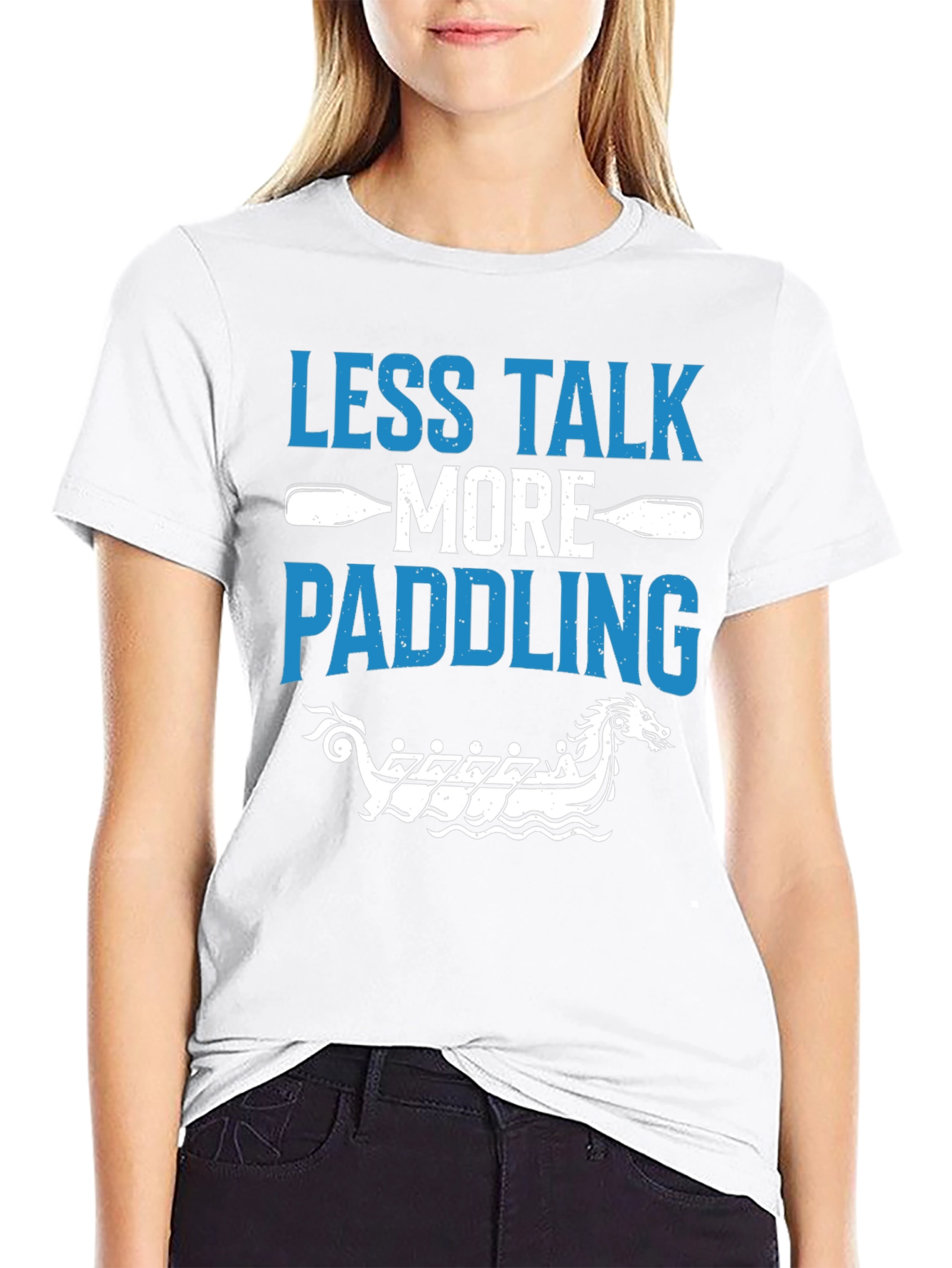 Black Less Talk More Paddling Graphic Tee view 9