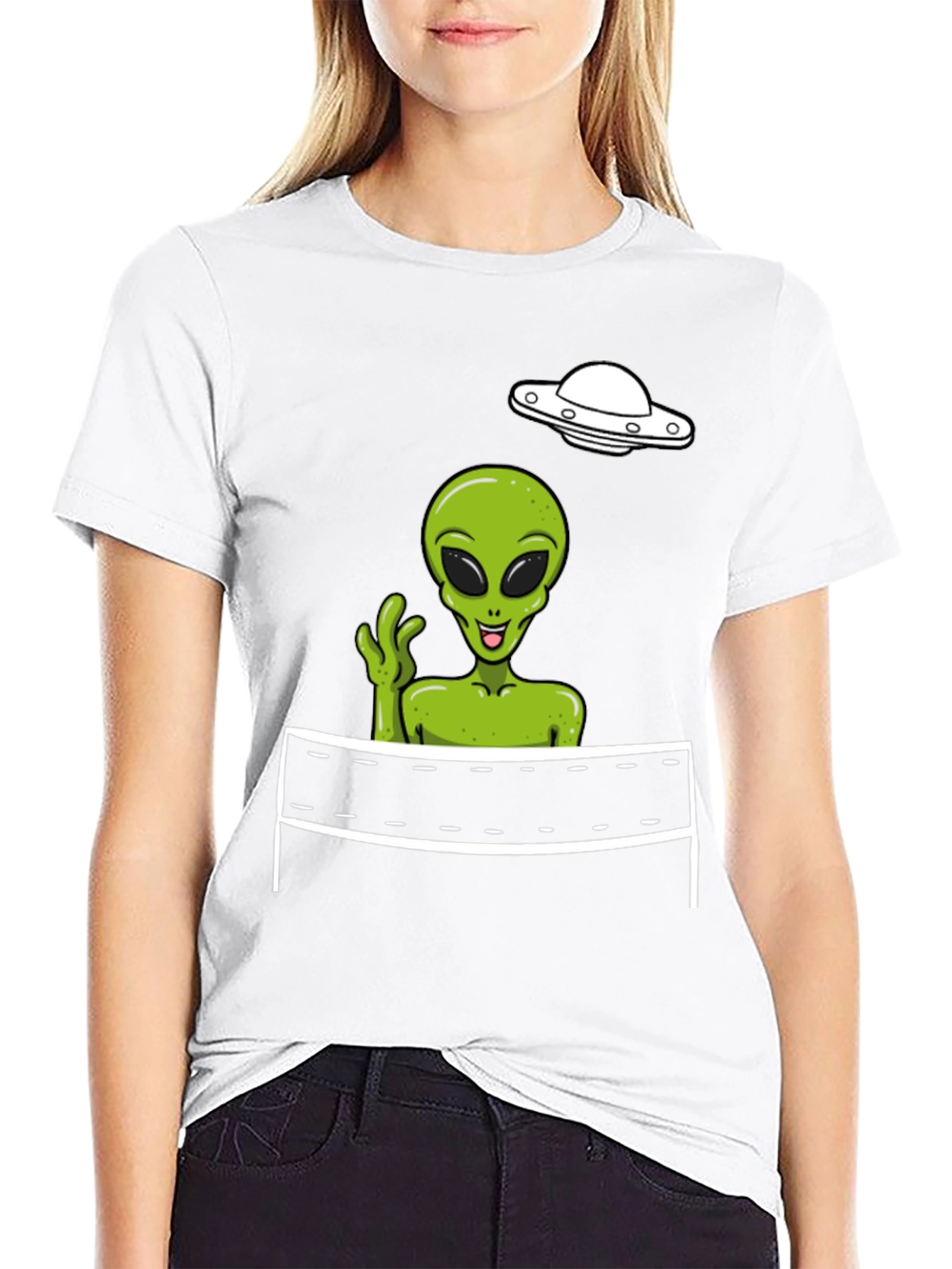 Black Alien Volleyball Graphic Tee view 9
