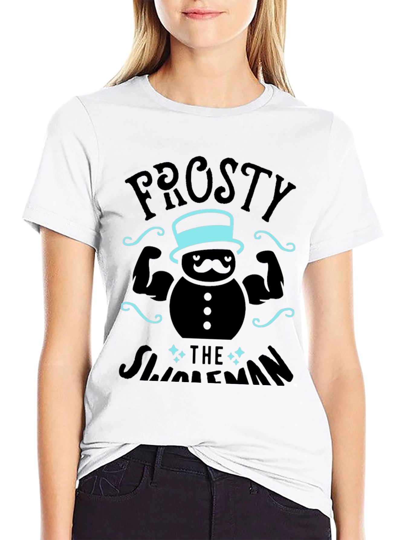 Black Frosty the Slimeman T-Shirt - Funny Gym Tee view 9