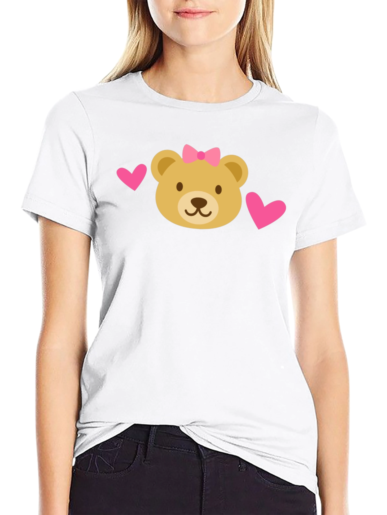 Black Cute Bear Heart T-Shirt view 9