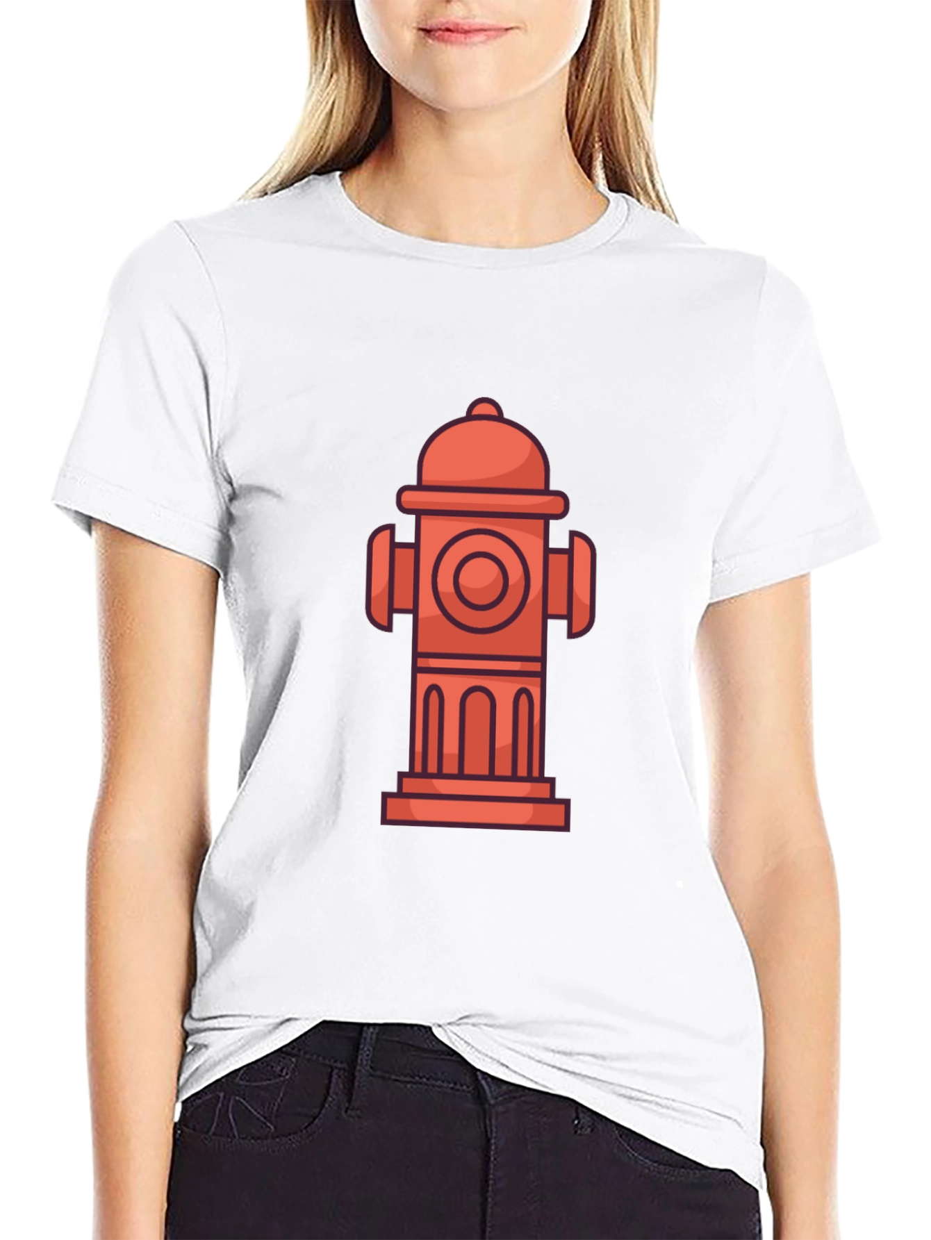 Black Fire Hydrant Graphic Tee - Cool Cartoon Style view 9