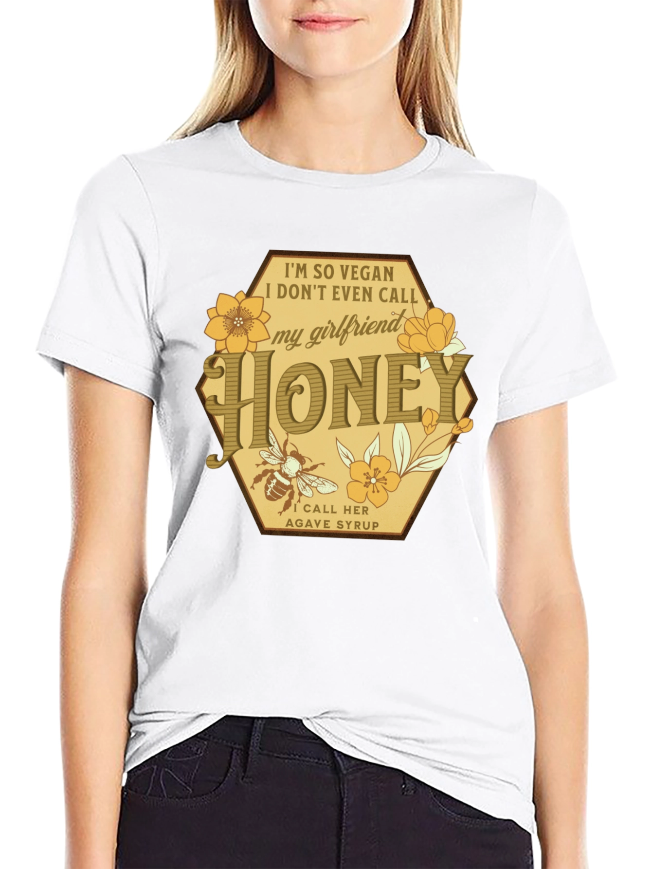 Black Vegan Honey Girlfriend Graphic T-Shirt view 9