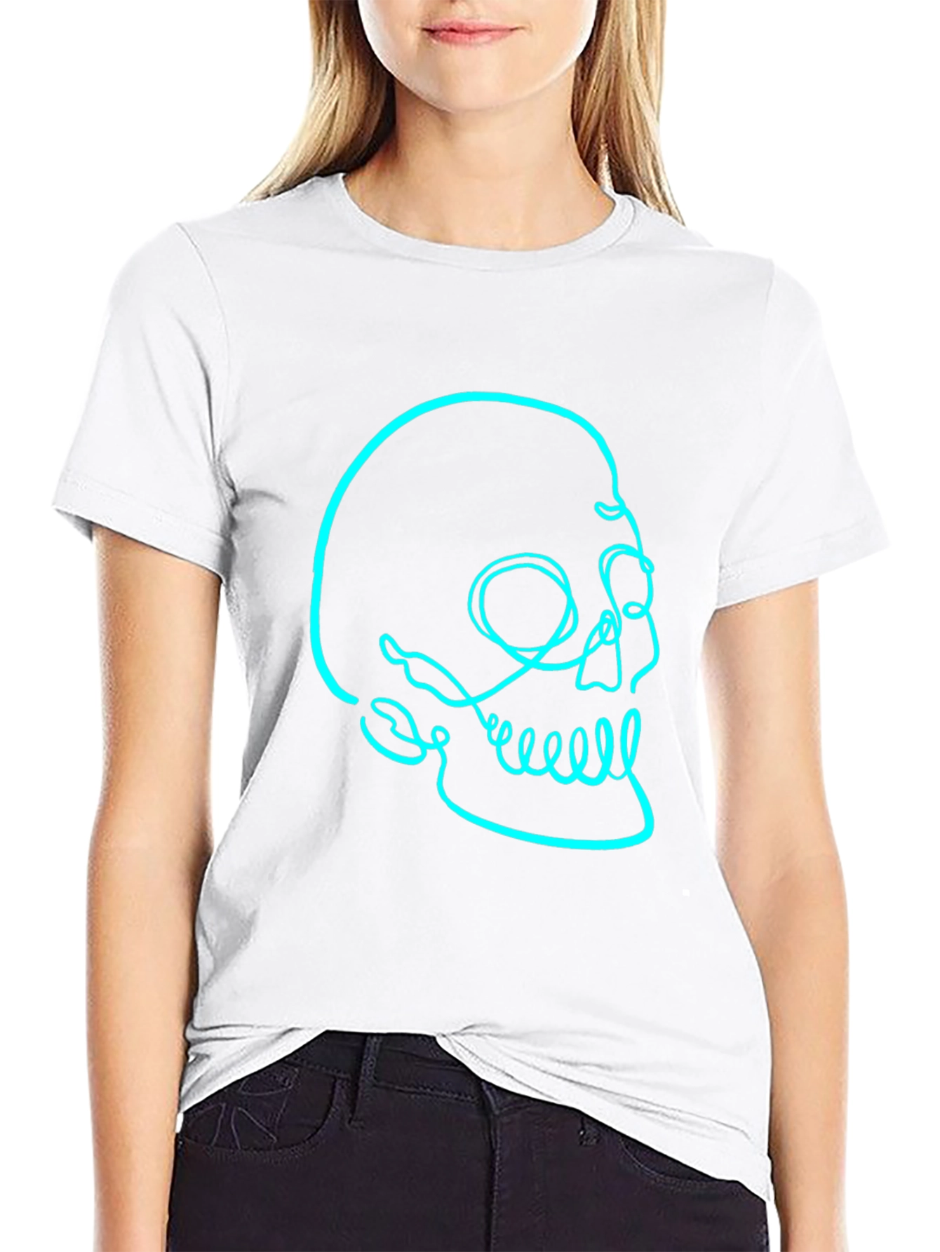 Black Men's Black T-Shirt with Skull Graphic view 9