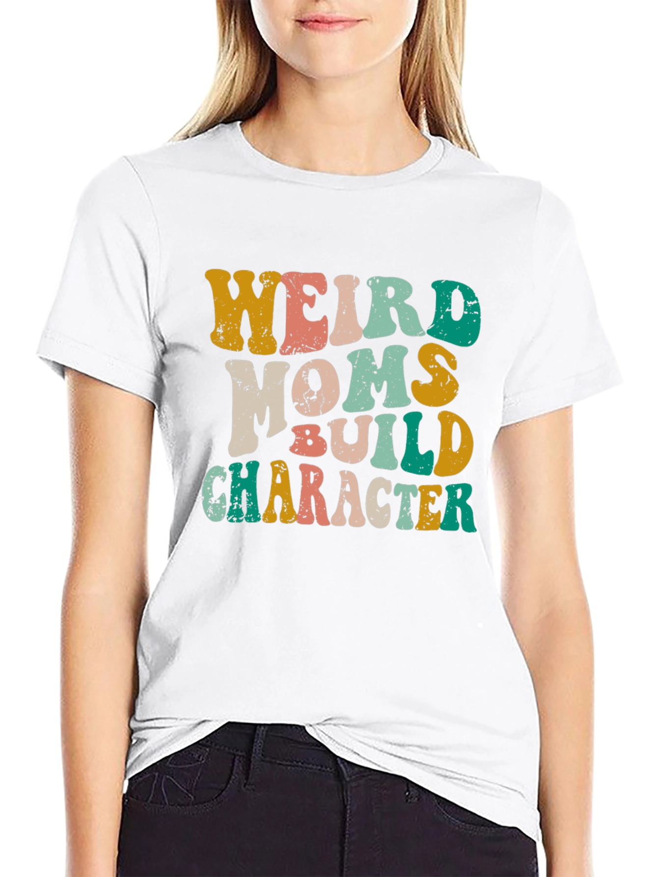 Black Weird Moms Build Character Graphic Tee view 9