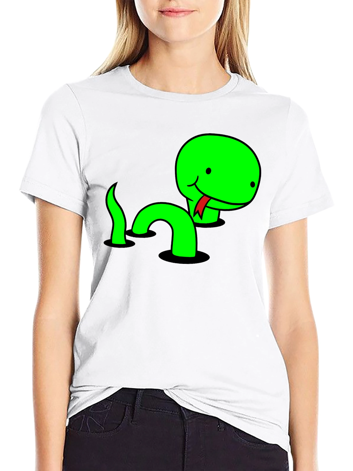 Black Funny Snake T-Shirt - Cute Cartoon Reptile Tee view 9