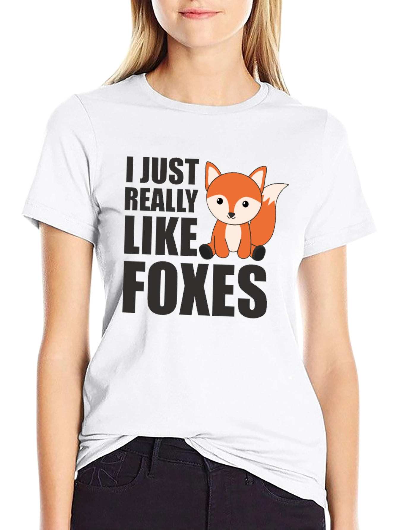 Black Cute Fox Graphic Tee - I Just Really Like Foxes view 9