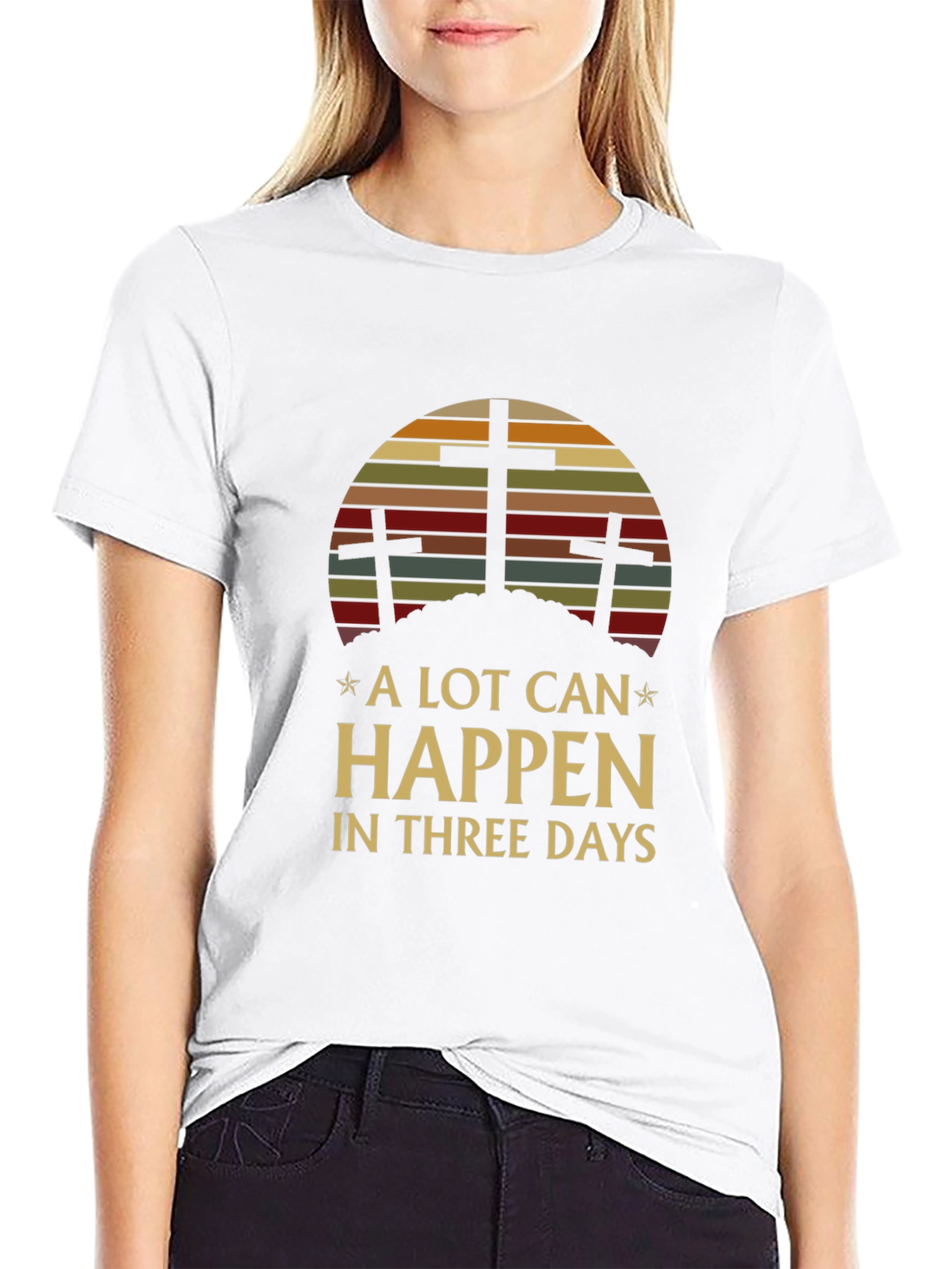 Black A Lot Can Happen In Three Days Graphic Tee view 9