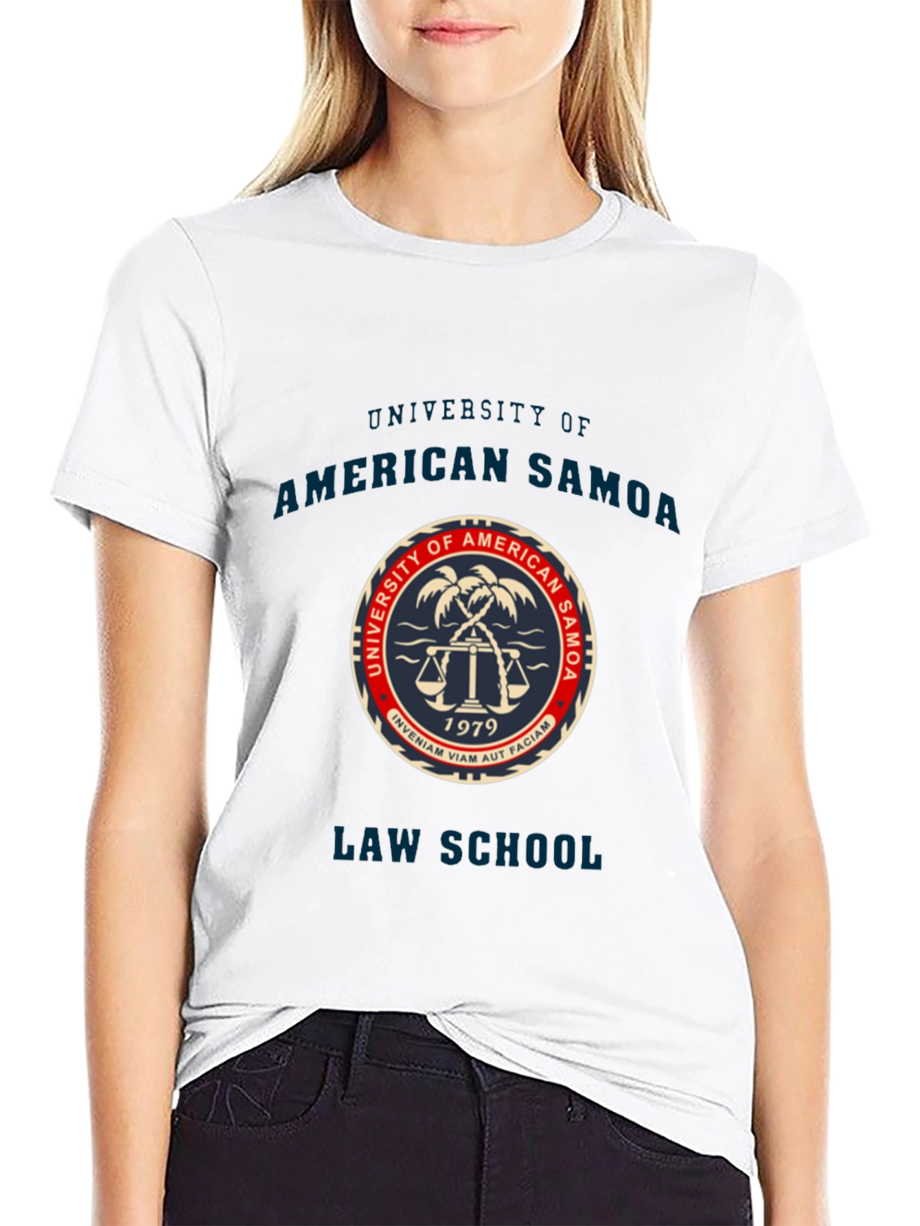 Black American Samoa Law School T-Shirt view 9