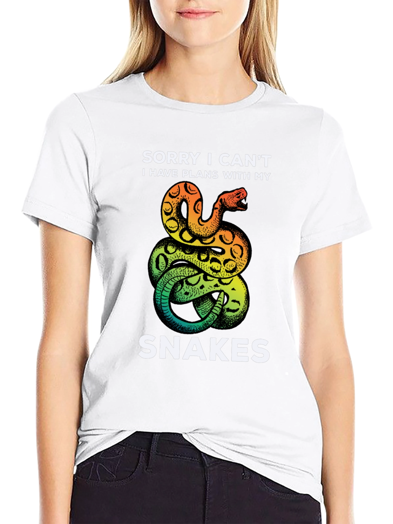 Black Funny Snake T-Shirt: Sorry I Can't, Snake Lover Tee view 9