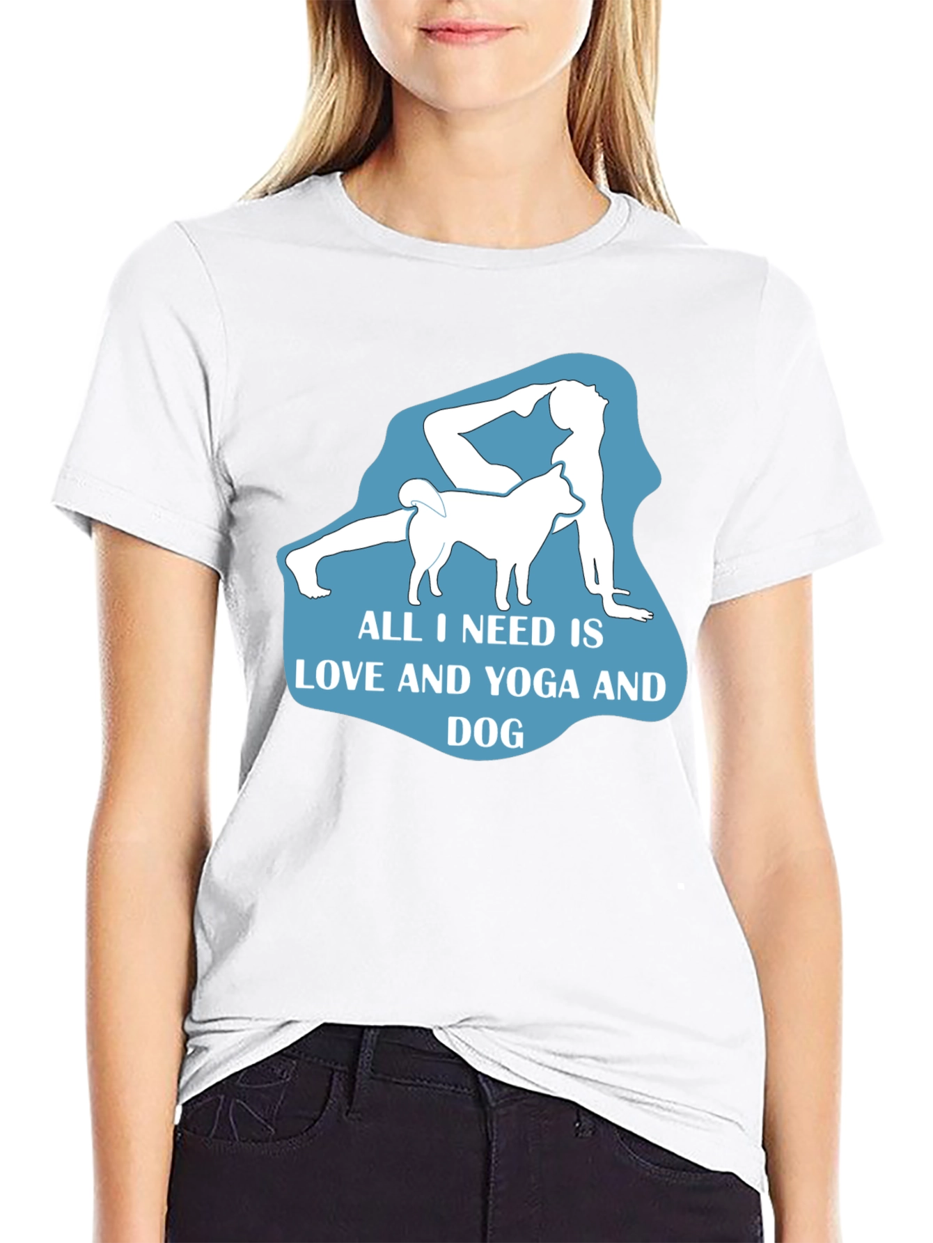 Black Yoga and Dog Lover T-Shirt - Black Cotton Tee view 9