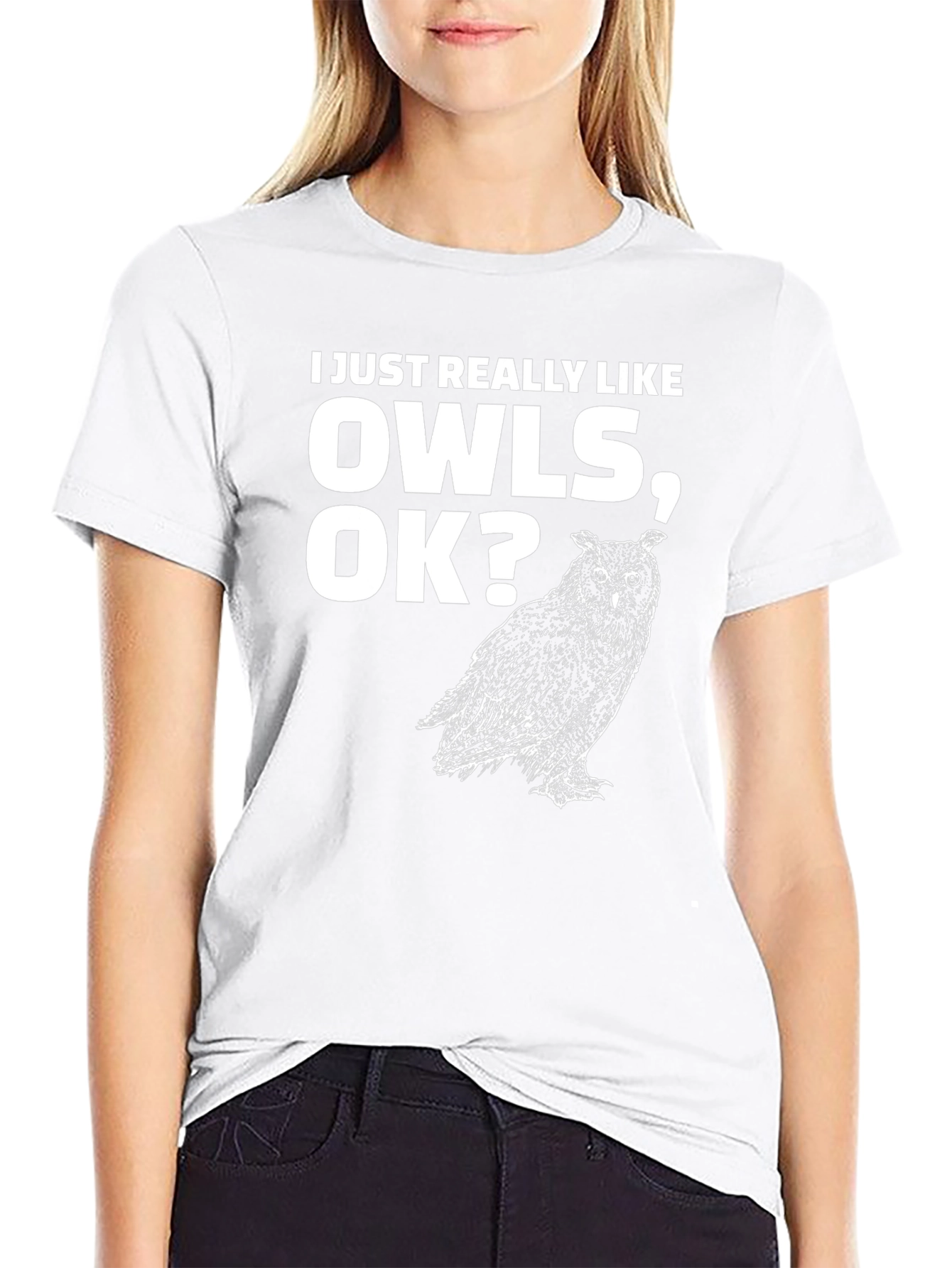 Black I Just Really Like Owls OK? T-Shirt view 9