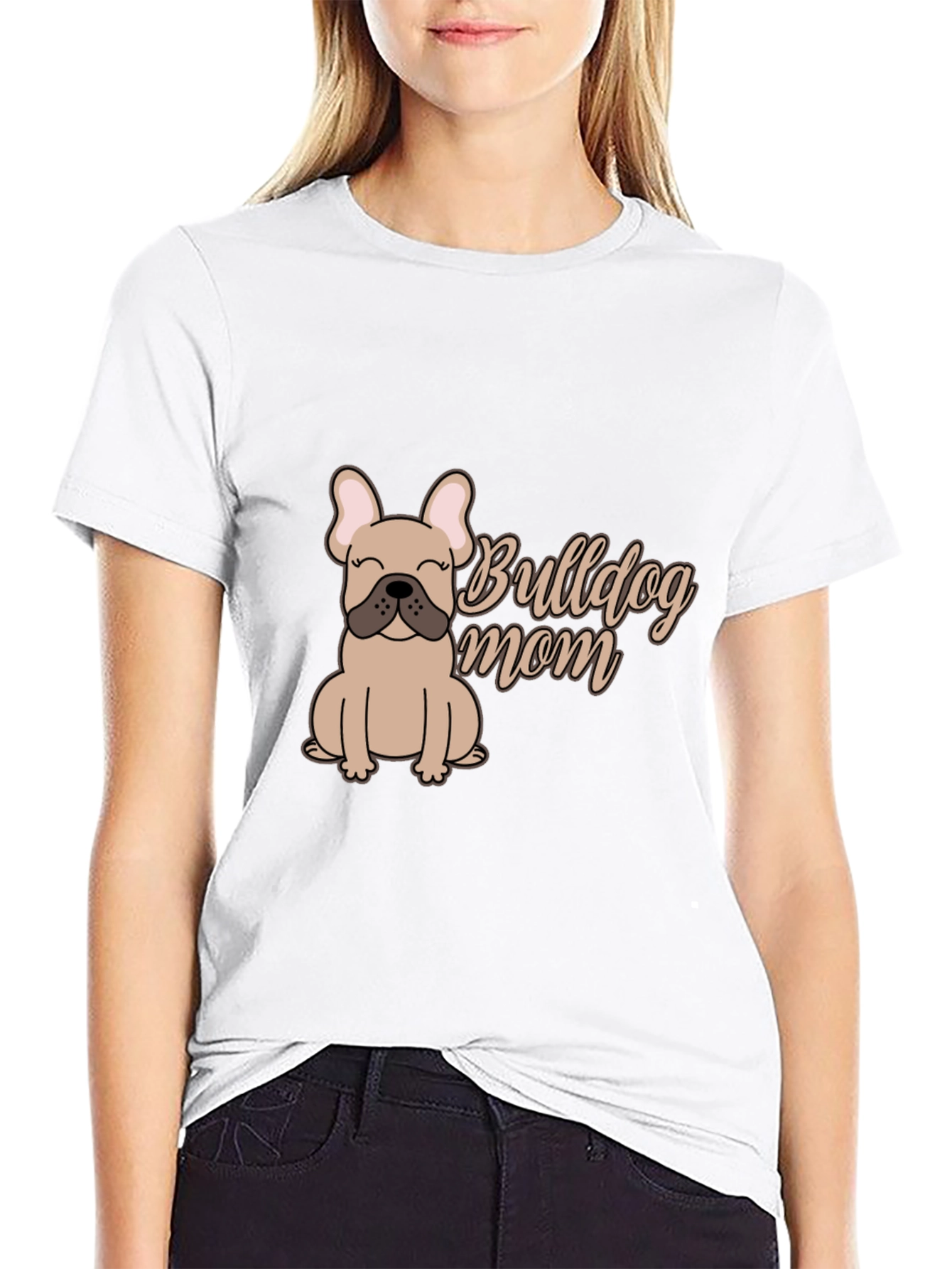 Black Bulldog Mom Graphic Tee - Soft Cotton Blend view 9