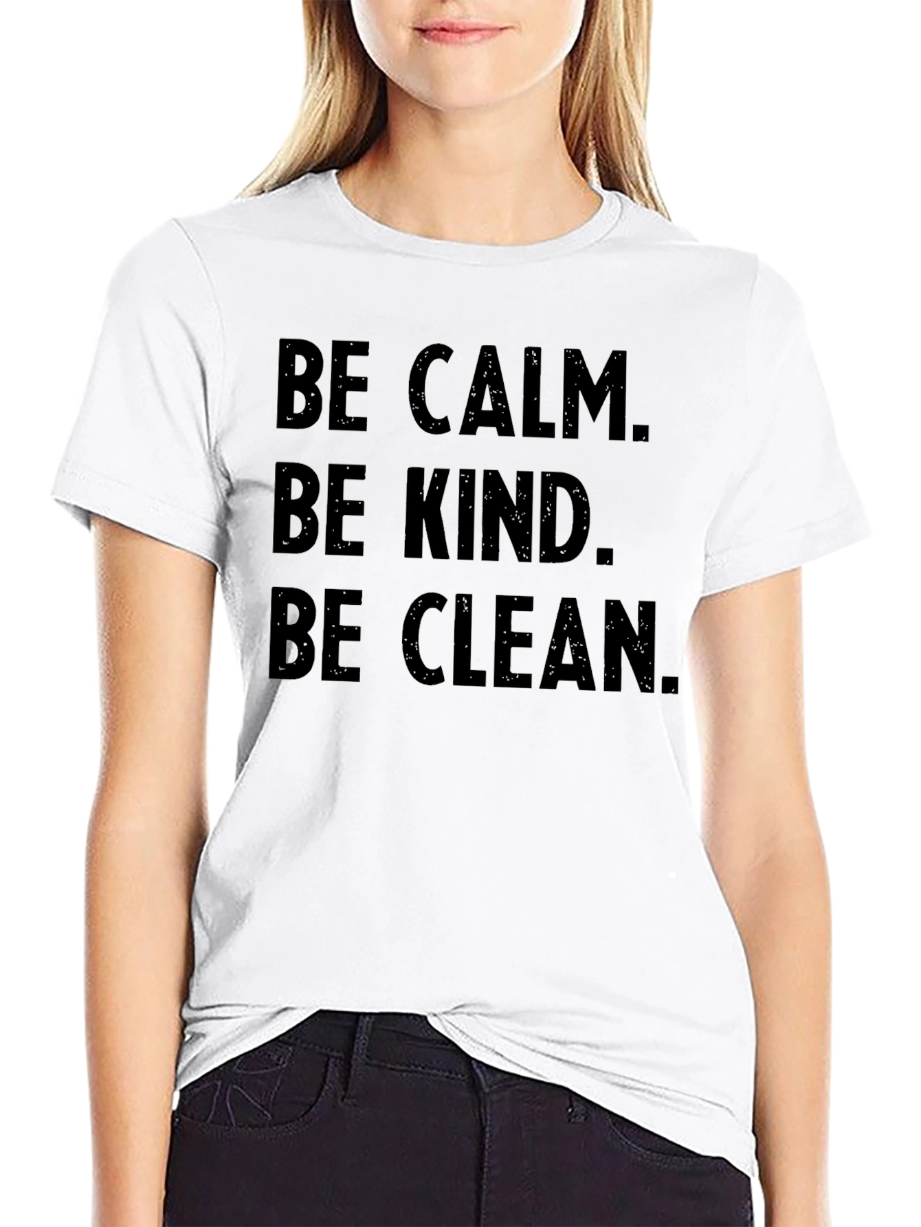 Black Be Calm Be Kind Be Clean T-Shirt view 9