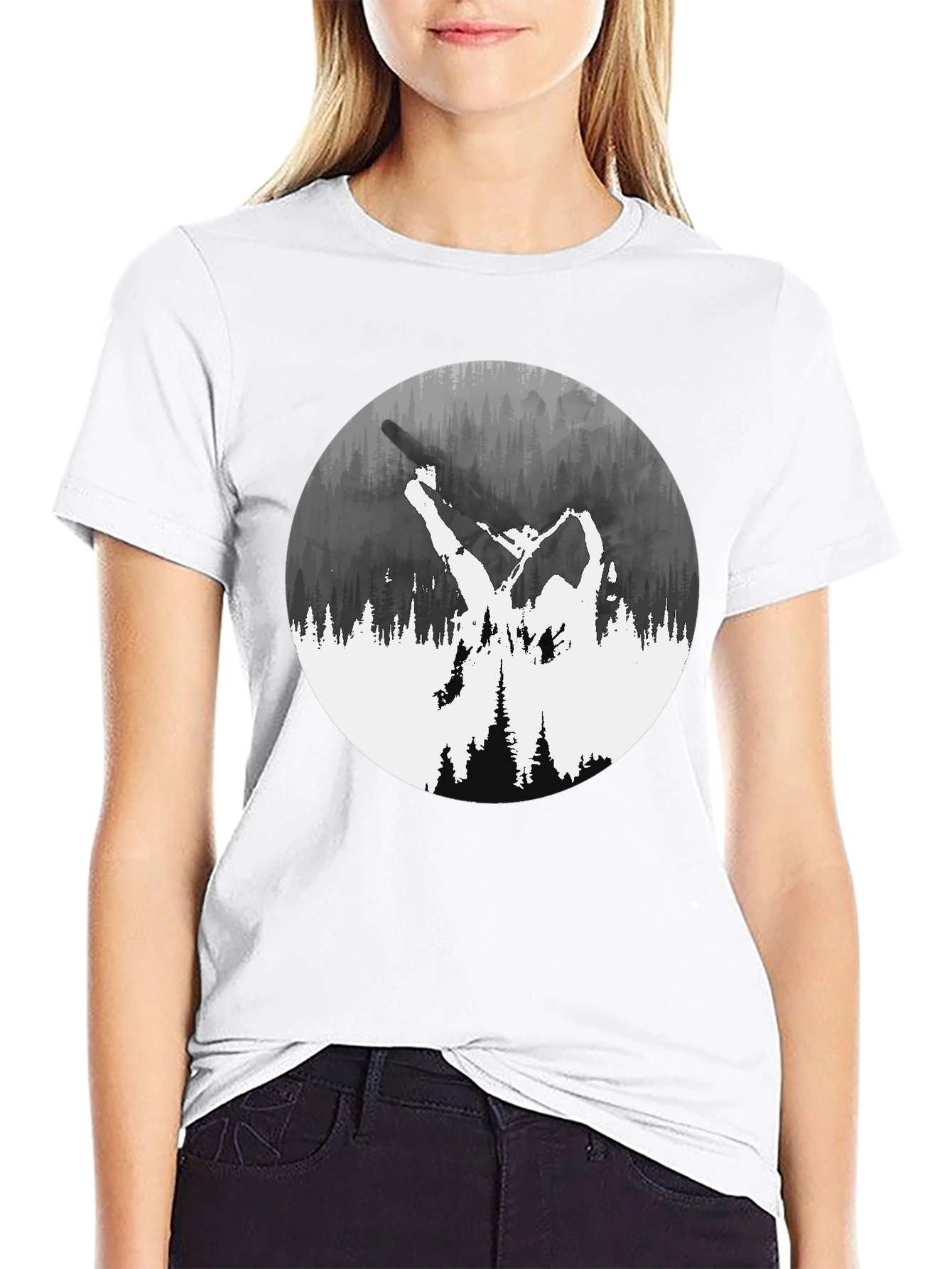 Black Nature Silhouette Graphic Tee - Black view 9