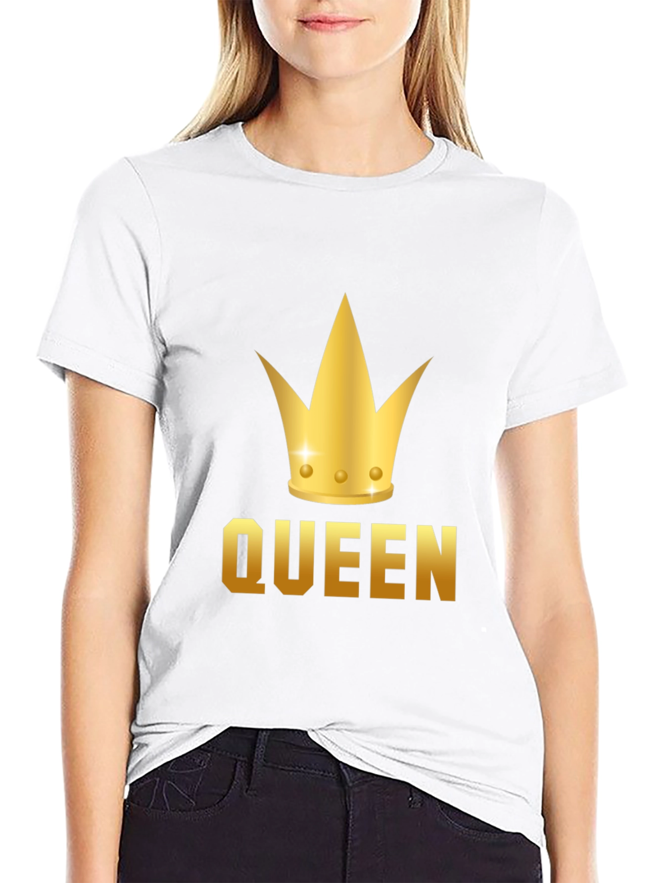 Black Queen Crown Graphic Tee - Black Cotton T-Shirt view 9