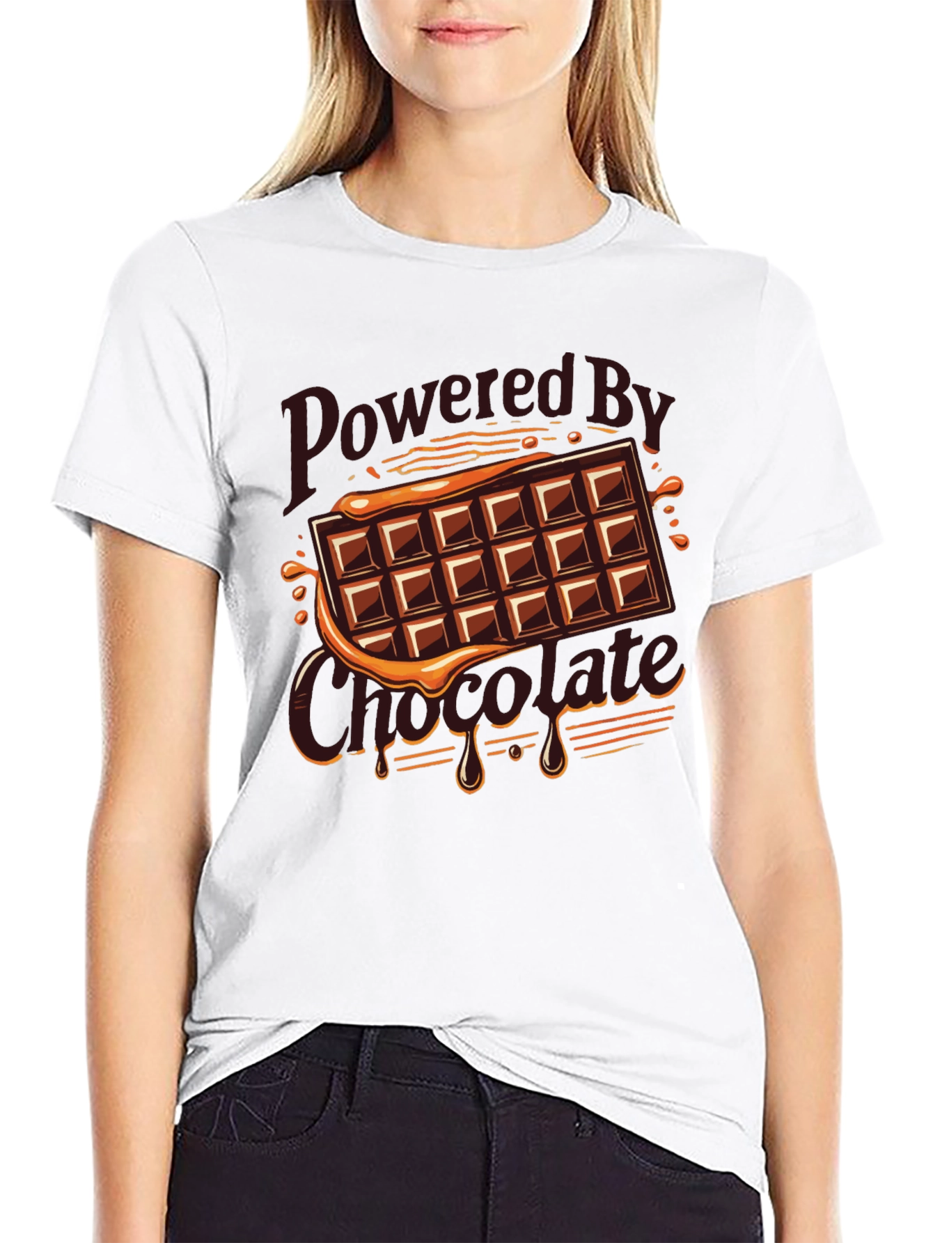 Black Powered By Chocolate Graphic Tee view 9