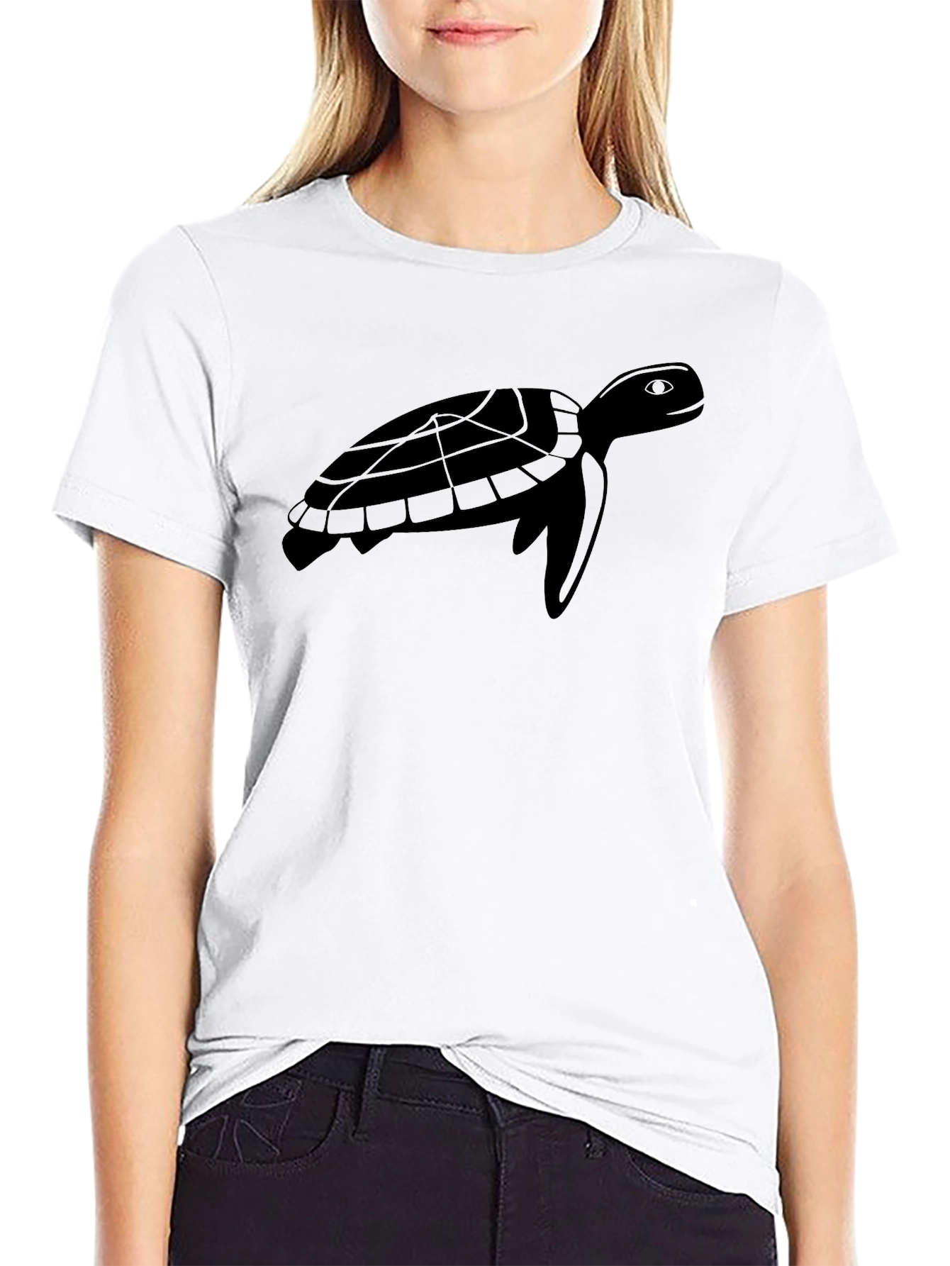 Black Sea Turtle Graphic Tee - Black Cotton T-Shirt view 9