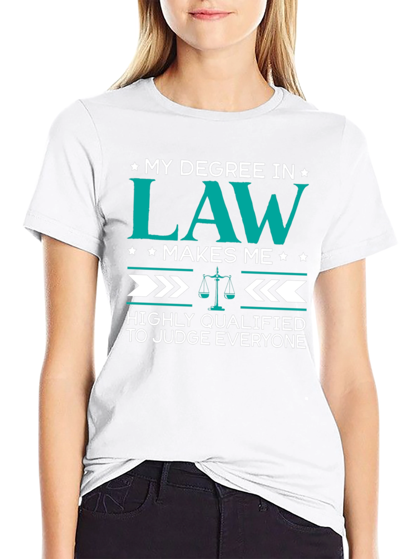 Black Law Degree Humor T-Shirt - Judge Everyone view 9