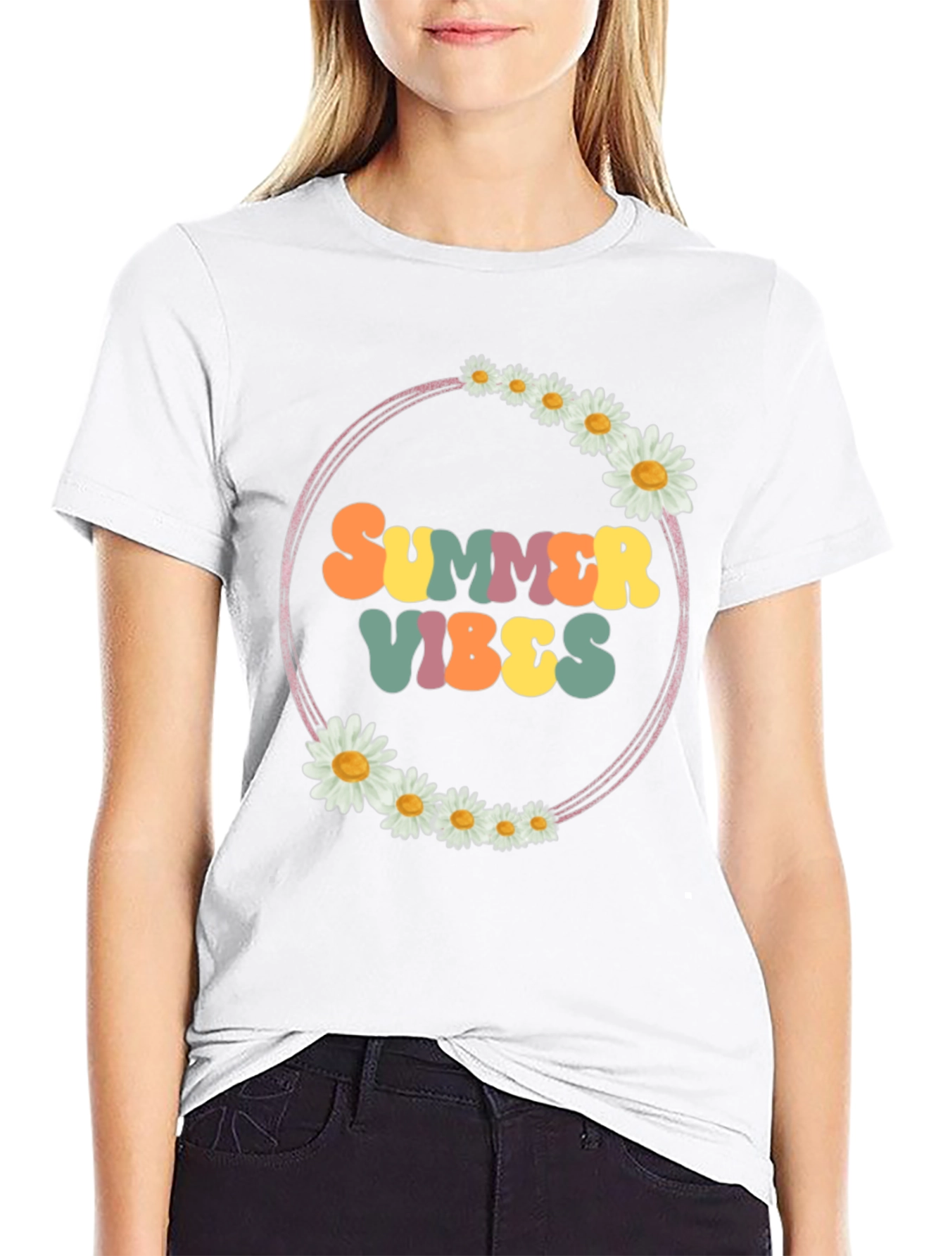 Black Summer Vibes Daisy Graphic Tee view 9