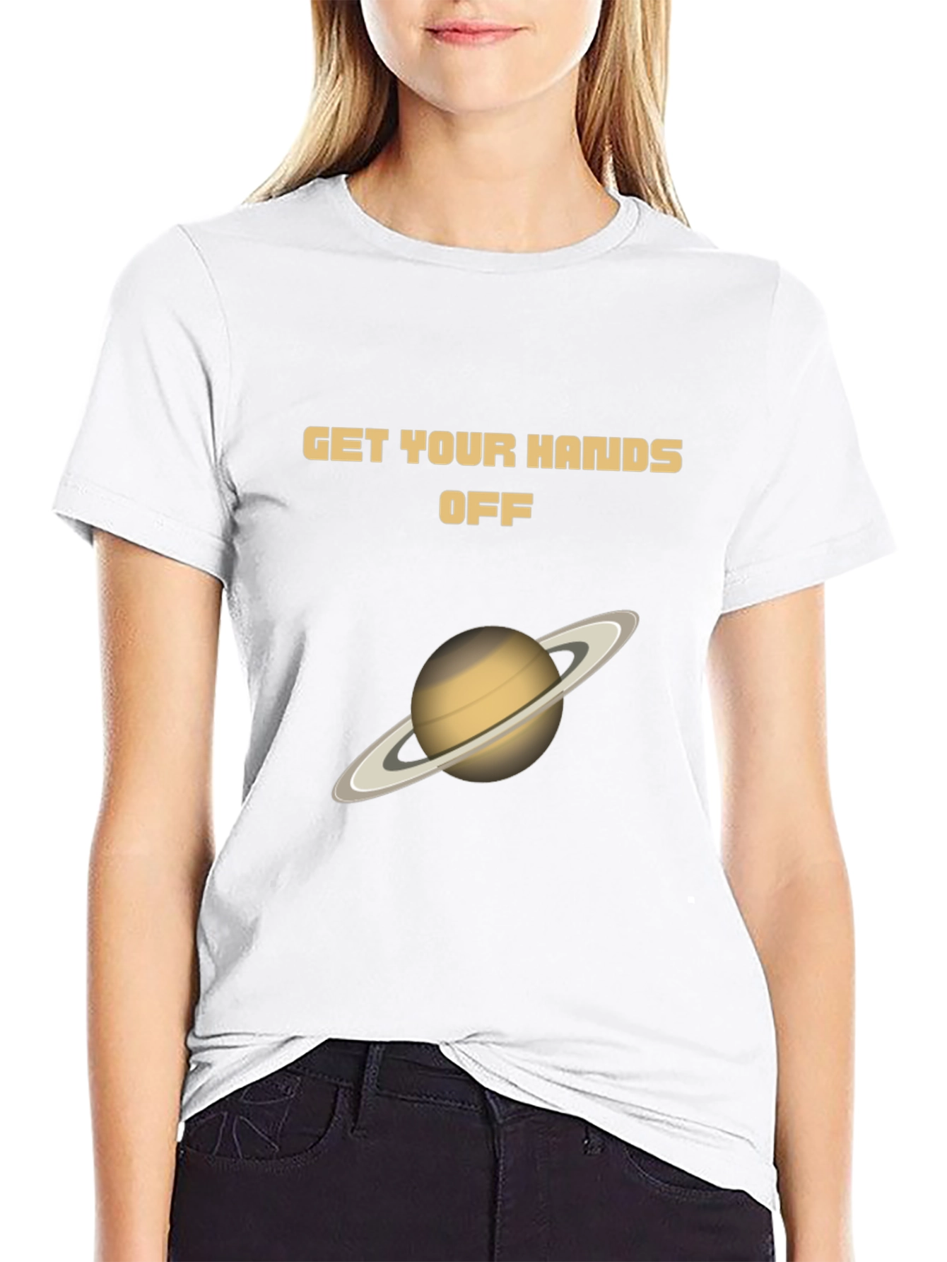 Black Get Your Hands Off Saturn Graphic T-Shirt view 9