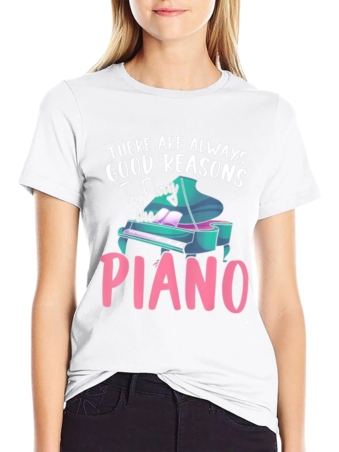 Black Piano Lover T-Shirt - Good Reasons To Play view 9