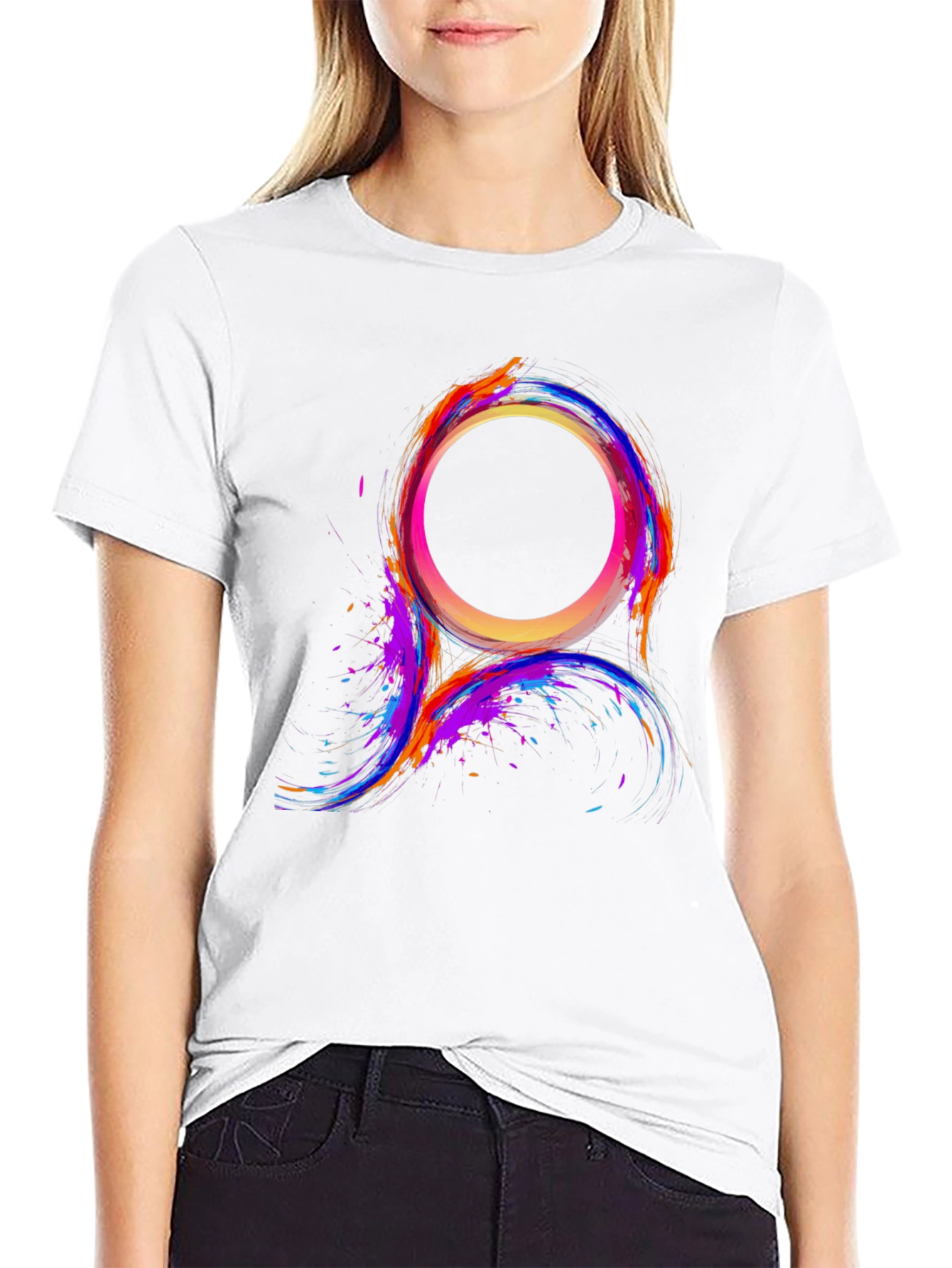 Black Abstract Color Burst Circle T-Shirt view 9