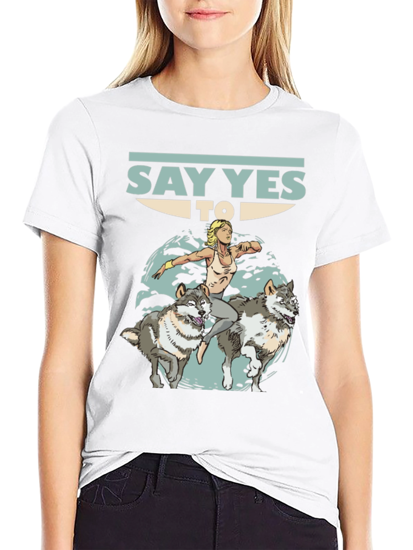 Black Say Yes To Wolves Graphic Tee - Unisex Black T-Shirt view 9