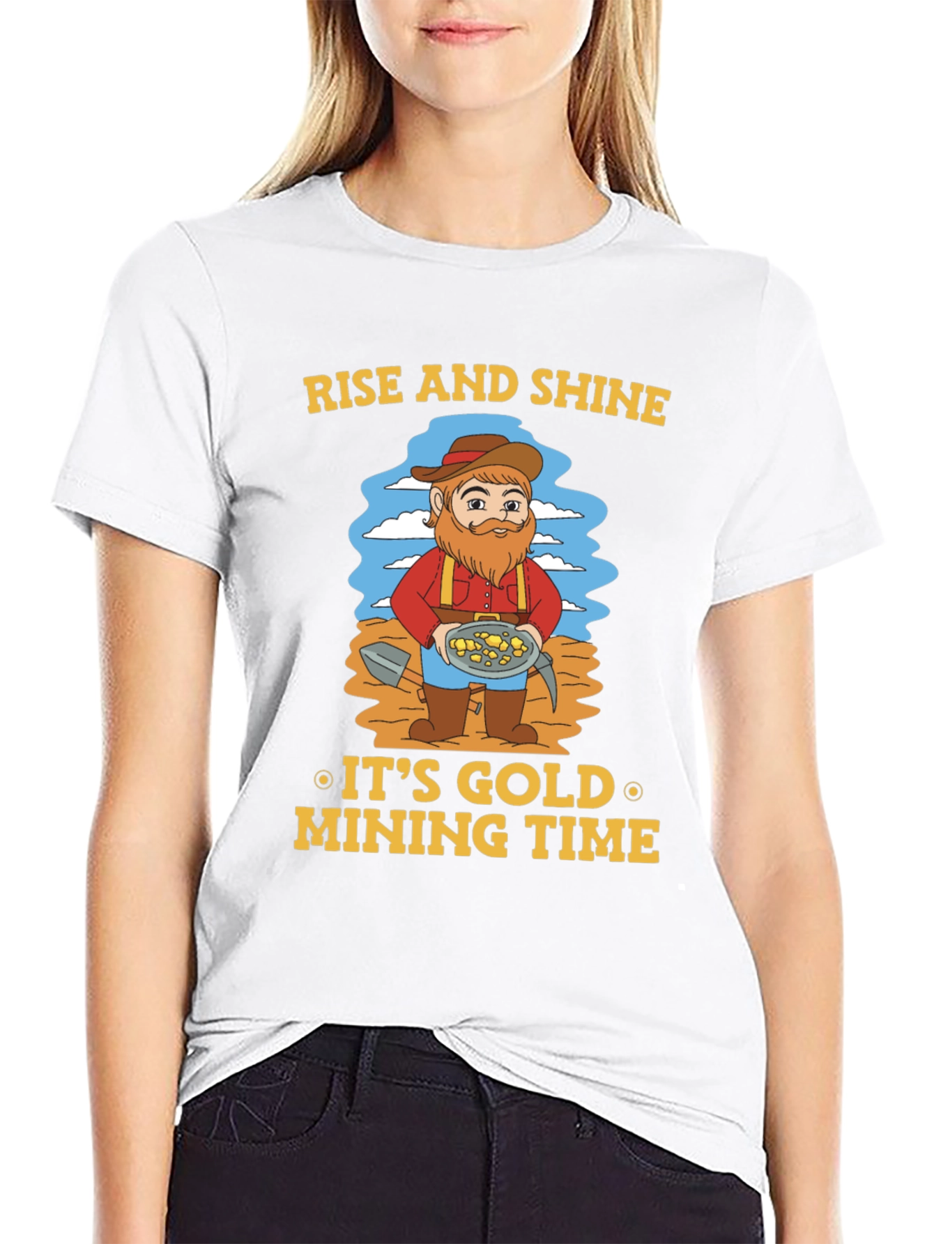 Black Rise and Shine Gold Mining T-Shirt view 9