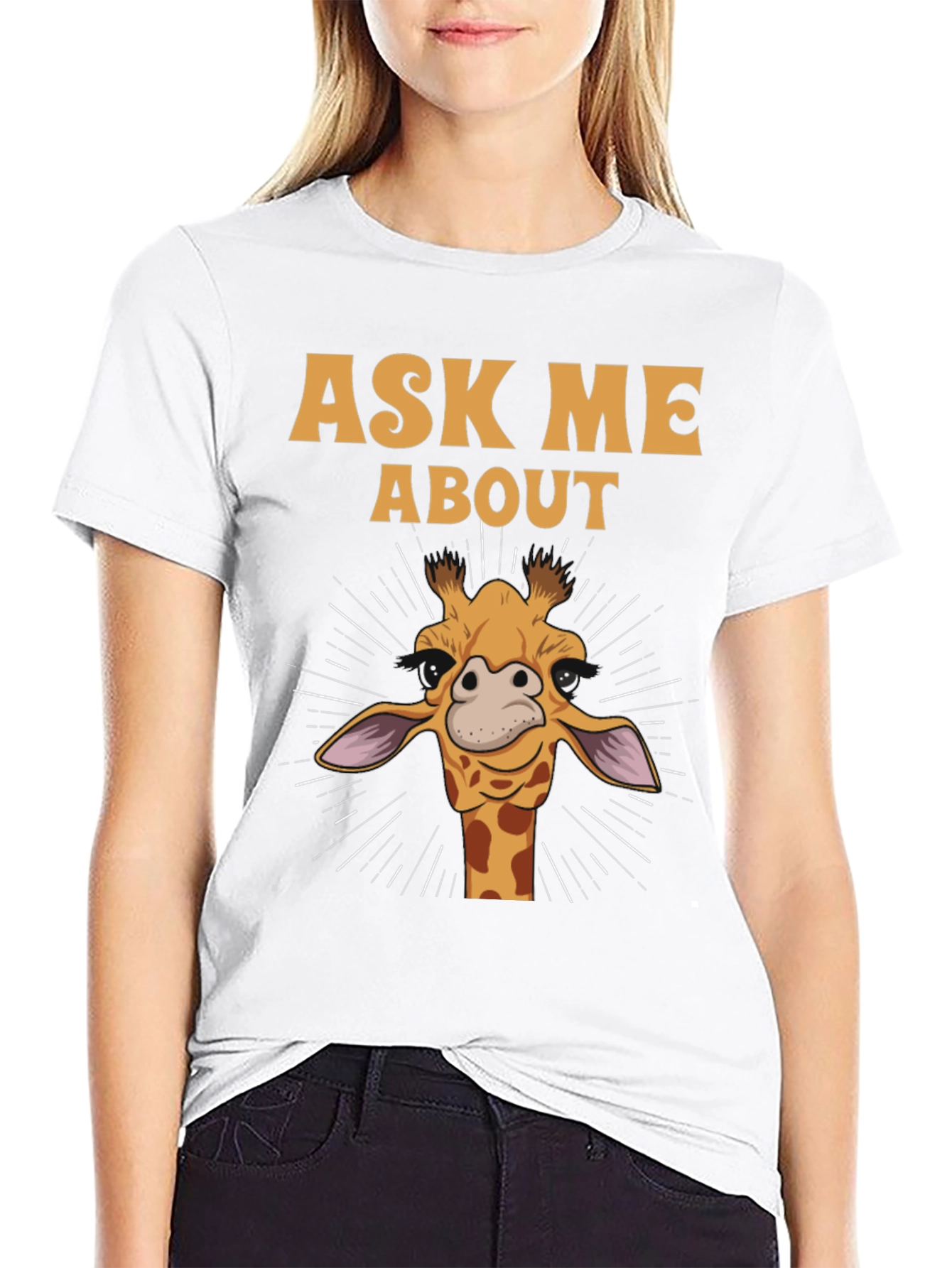 Black Funny Giraffe Ask Me About T-Shirt view 9