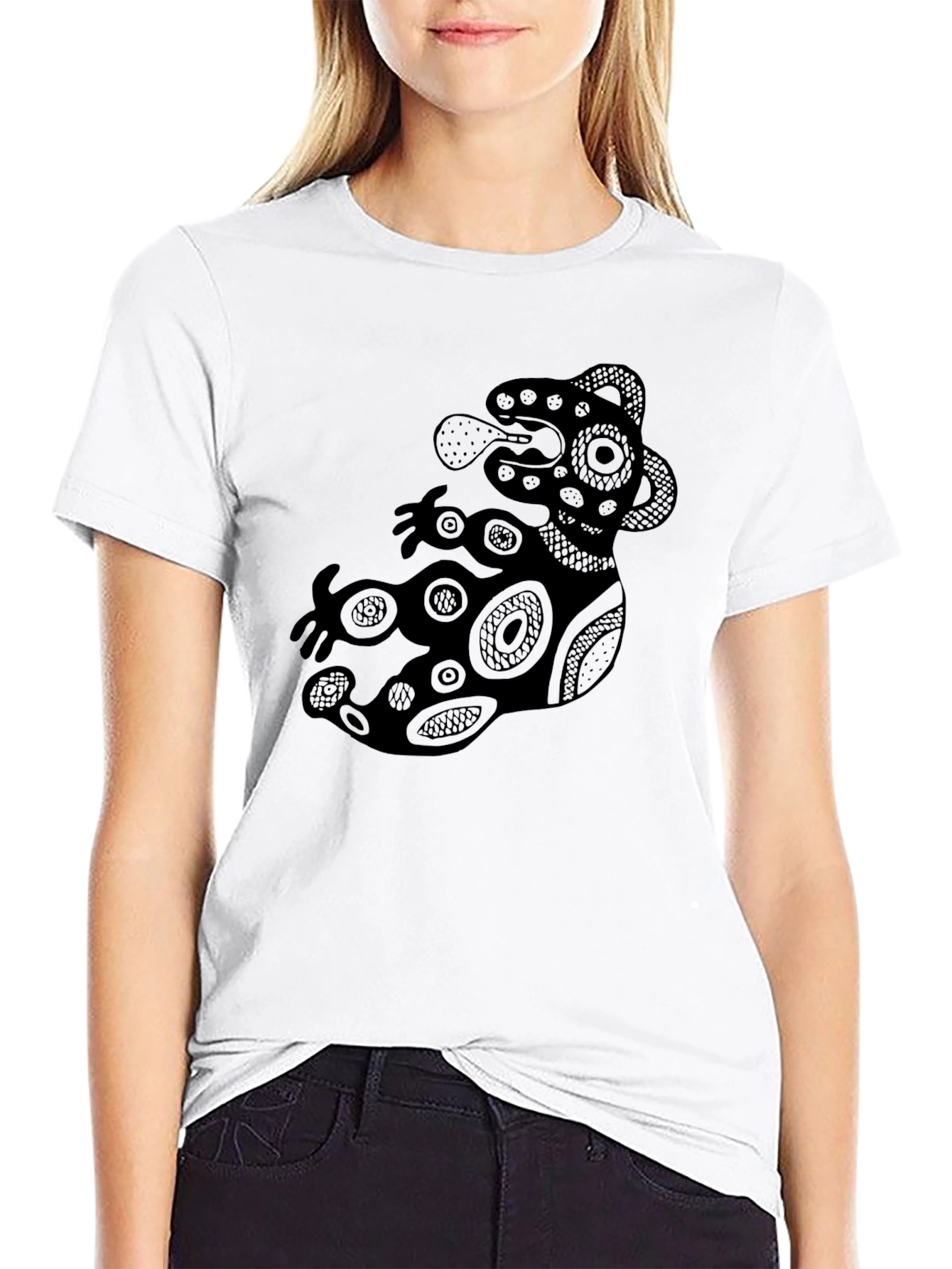 Black Tribal Print Black Graphic Tee view 9