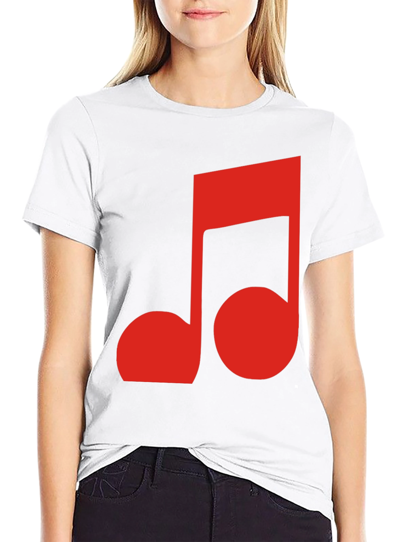 Black Red Music Note Graphic Black T-Shirt view 9