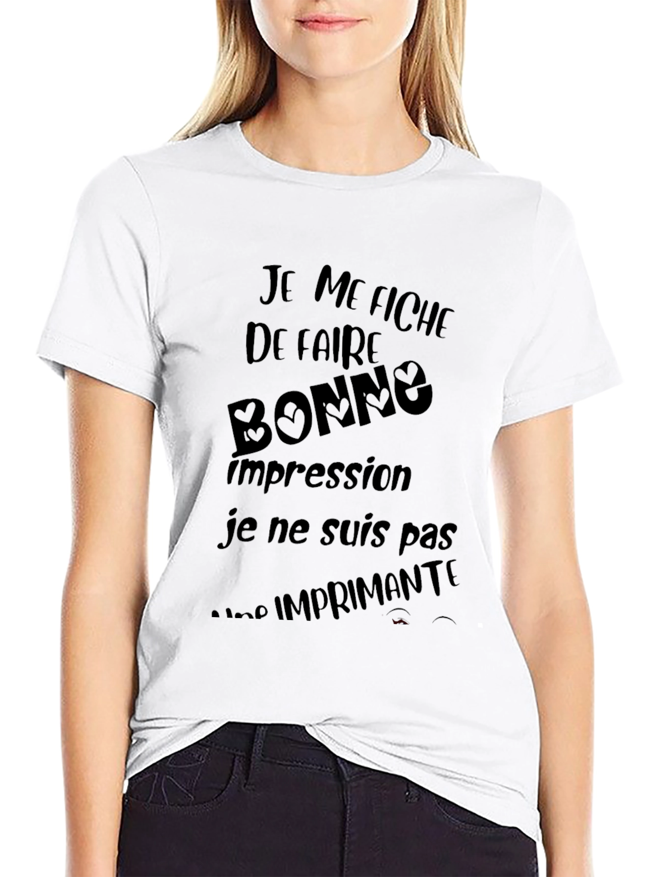 Black Humorous French Slogan Graphic Black T-Shirt view 9